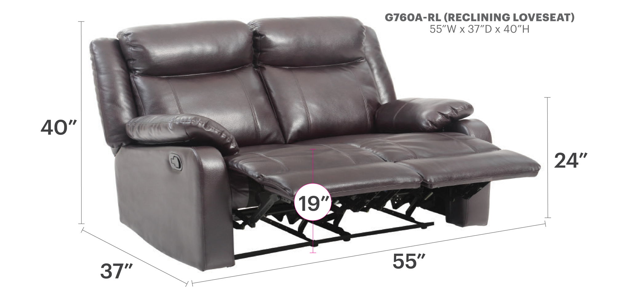 Ward - Stylish Reclining Loveseat For Two