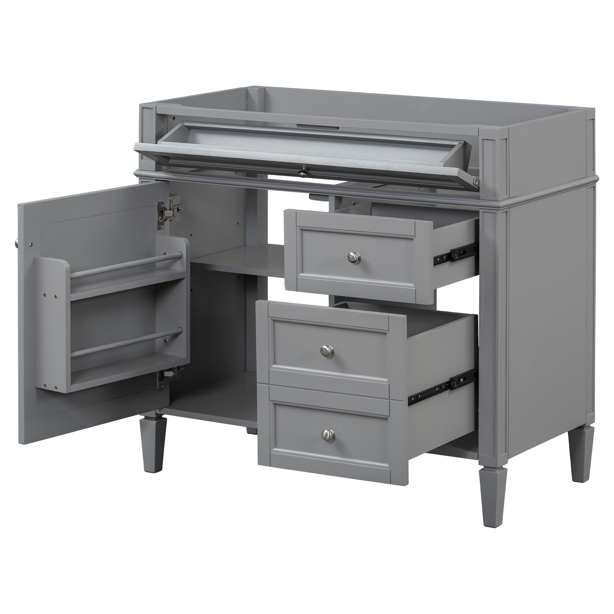 Bathroom Vanity Without Top Sink, Modern Bathroom Storage Cabinet With 2 Drawers And A Tip-Out Drawer