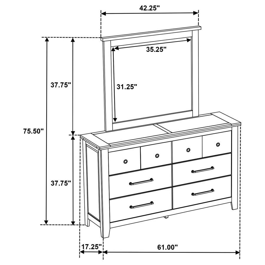 Hazlewood - 6-Drawer Bedroom Dresser With Mirror - Vineyard Oak