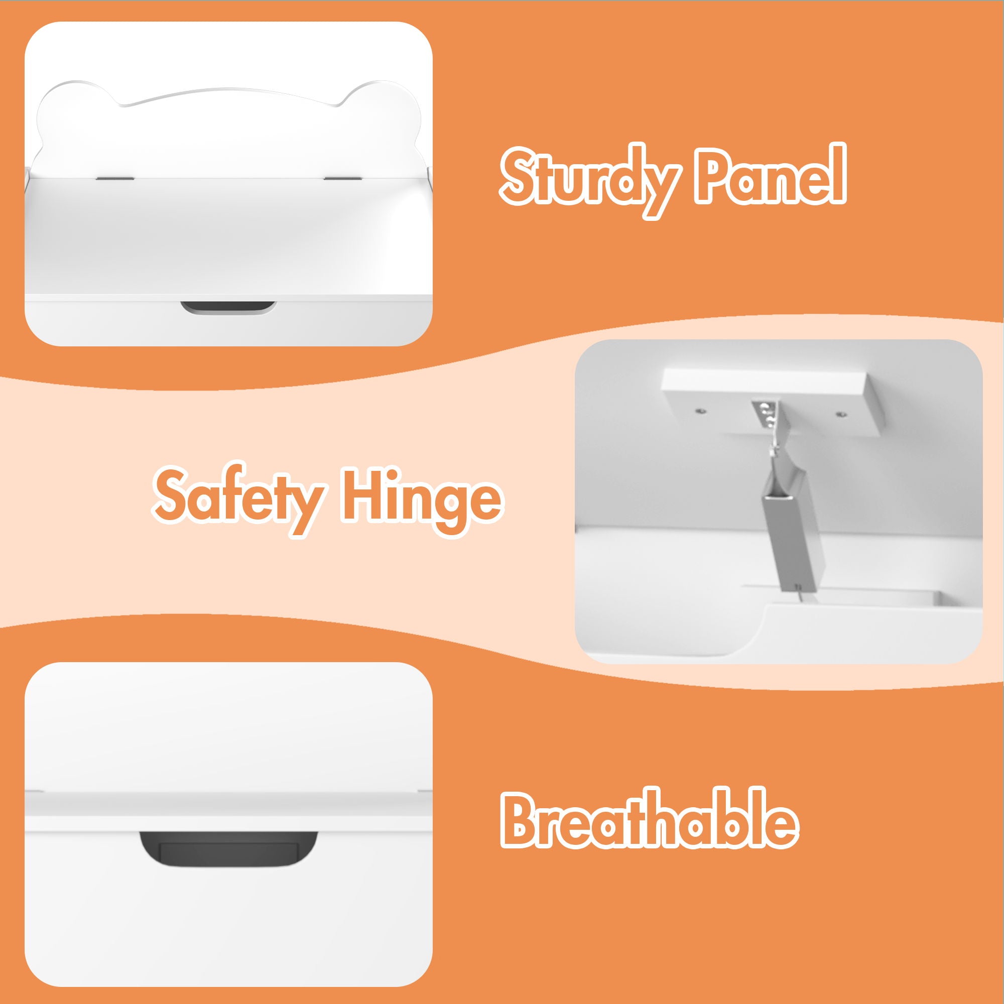 Toy Box With Bear Headboard, Organizer Storage Chest - White