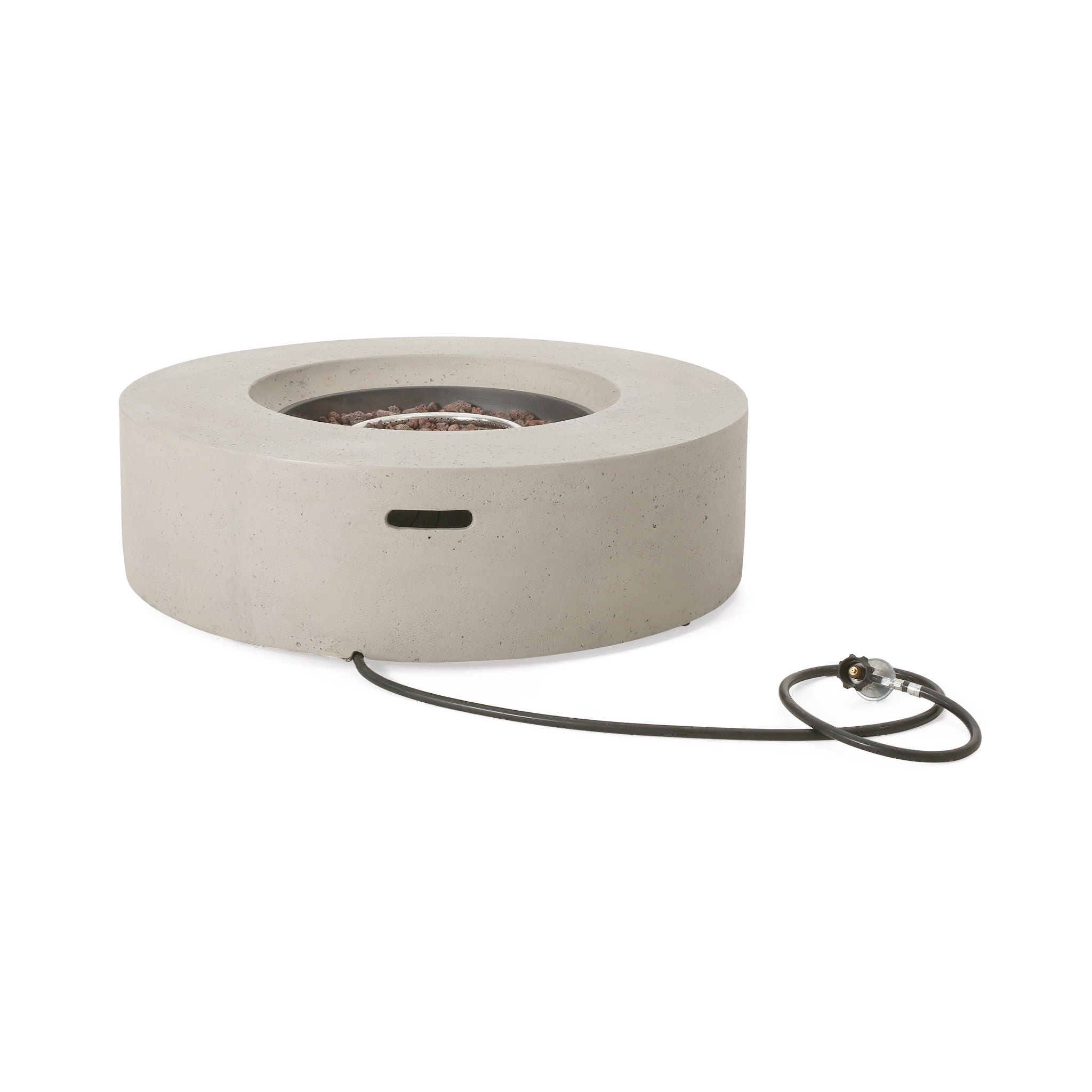 Modern Lightweight Concrete Outdoor Circular Fire Pit 50,000 Btu