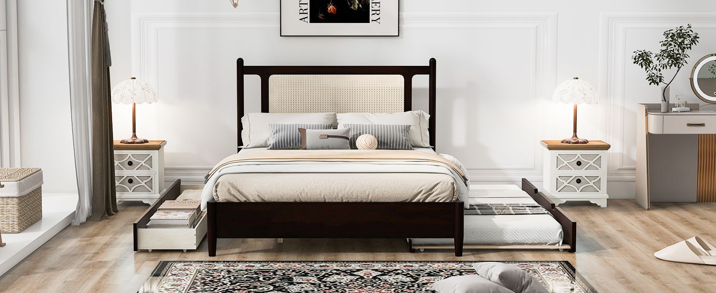 Platform Bed With 2 Big Drawers & Trundle