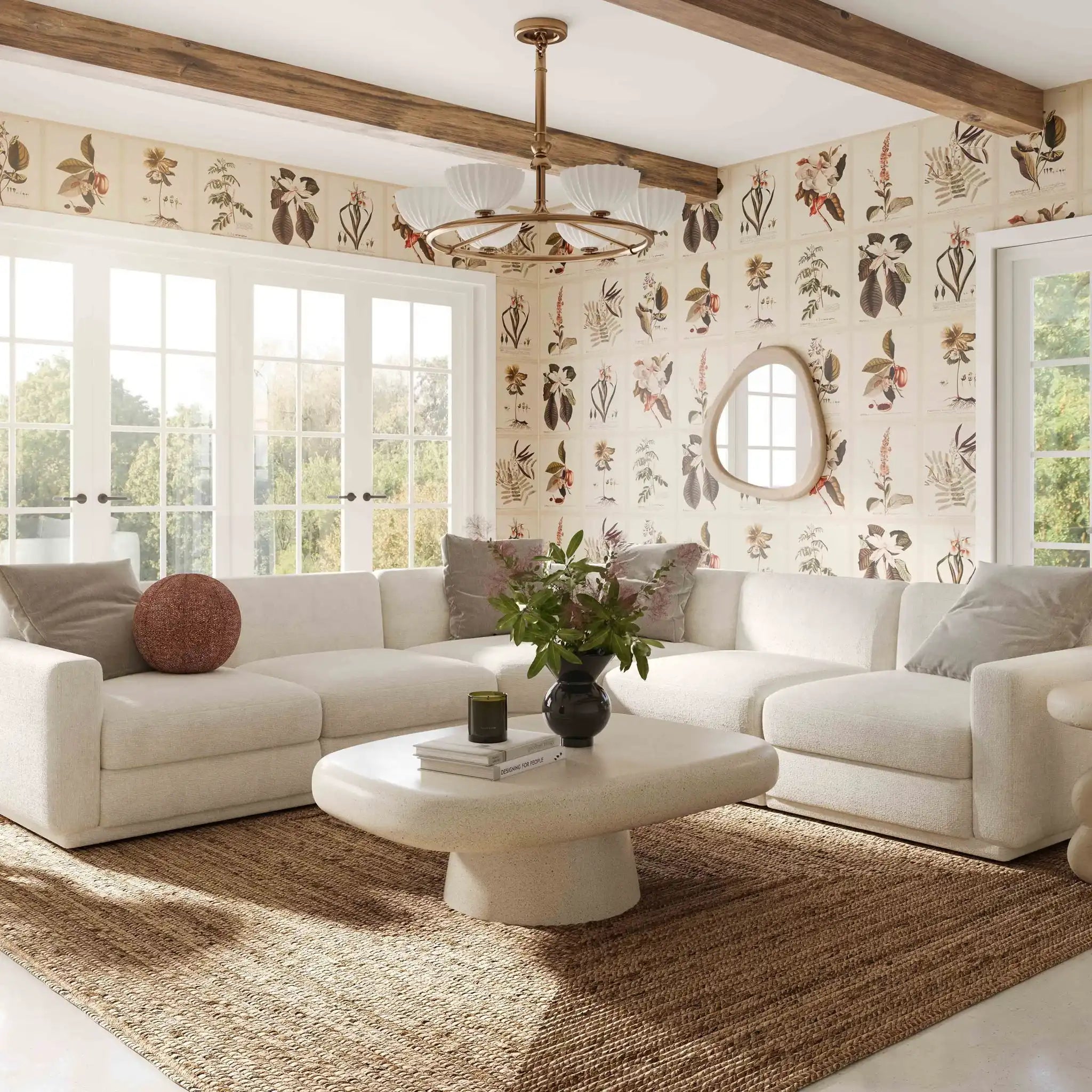 Perry - Modular Large U-Sectional - Cream