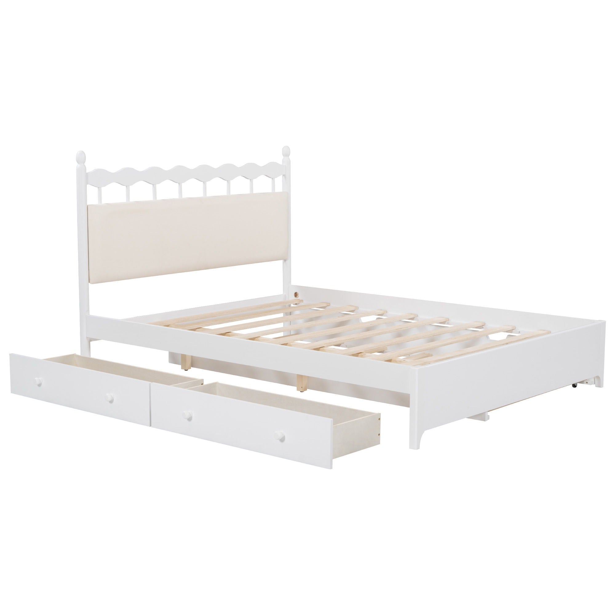 Storage Platform Bed With 2 Big Drawers & Trundle