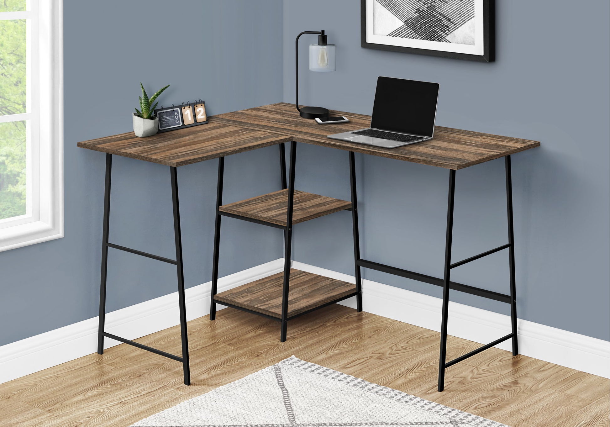 Computer Desk, Home Office, Corner, Storage Shelves, L-Shape, Work, Laptop, Contemporary, Modern - Brown - Best Buy Furniture