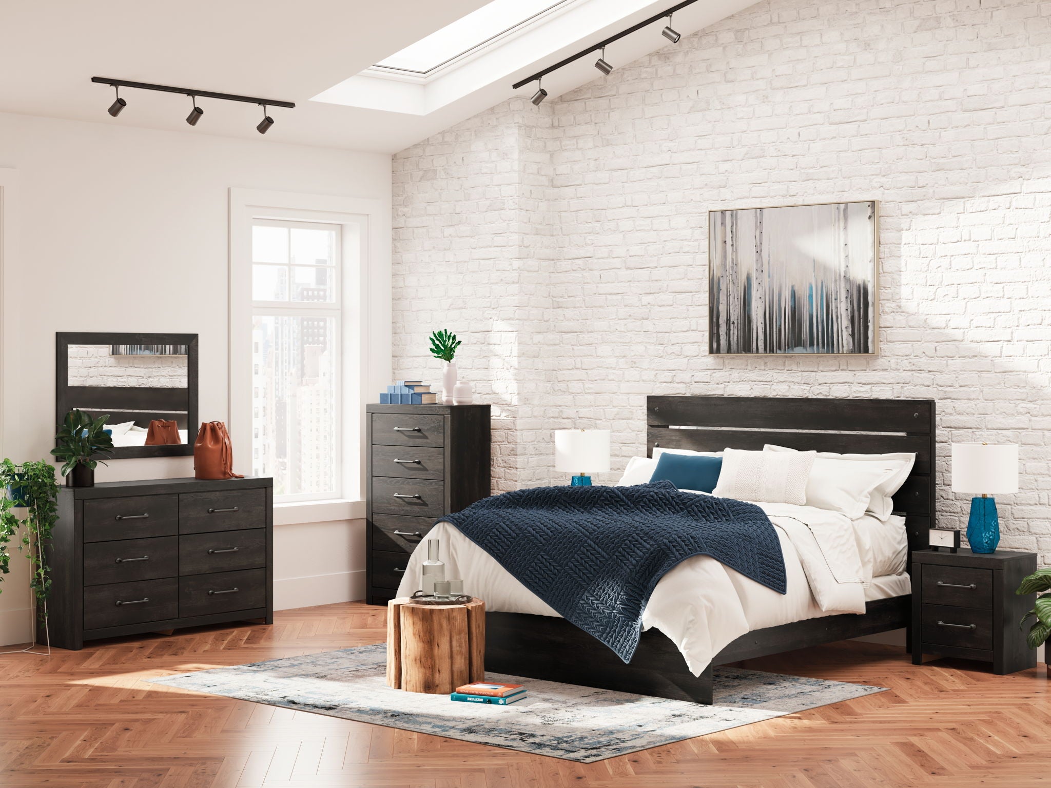 Hollivern - Dresser And Mirror - Dark Gray - Best Buy Furniture