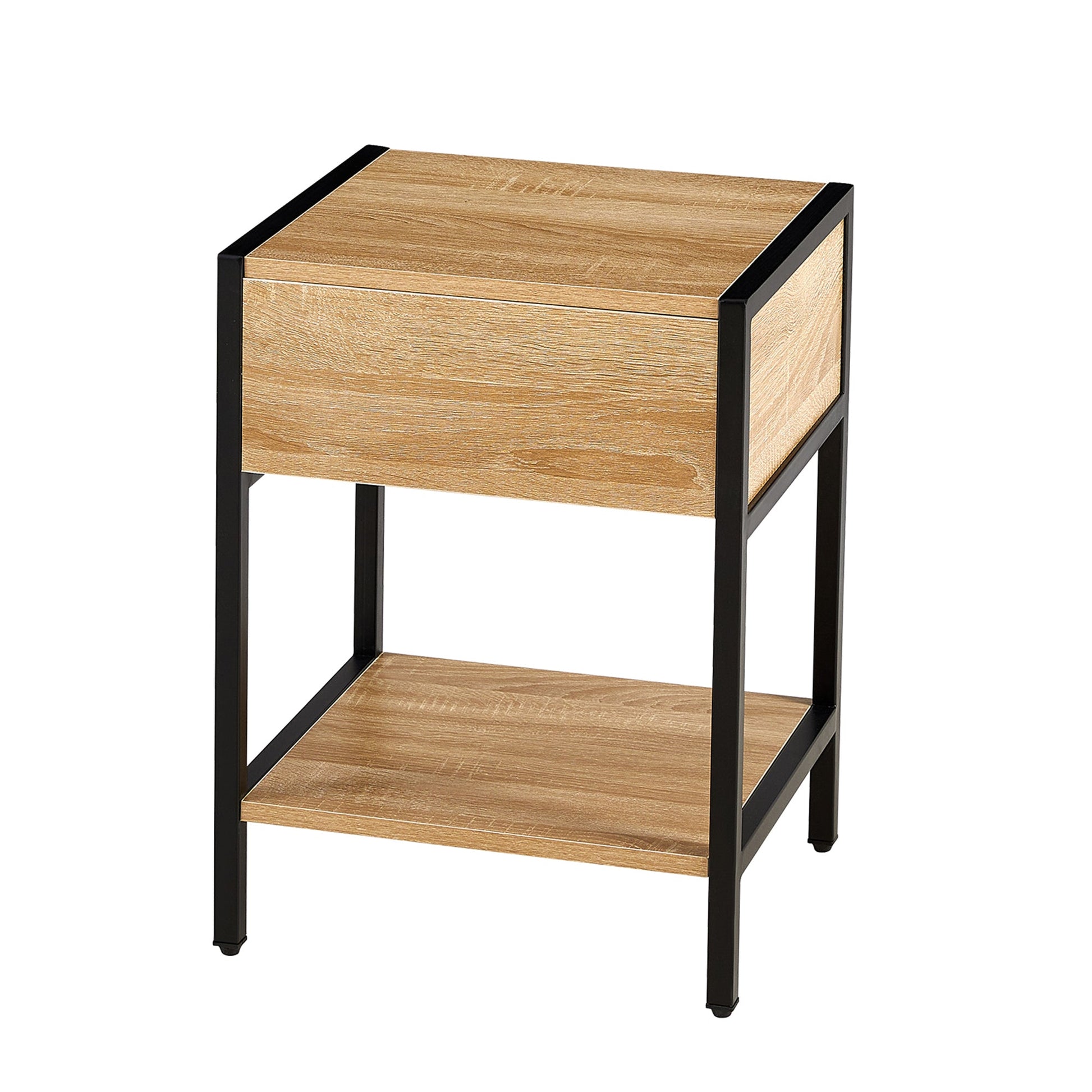 Modern Rattan End Table with Drawer and Metal Legs - Best Buy Furniture