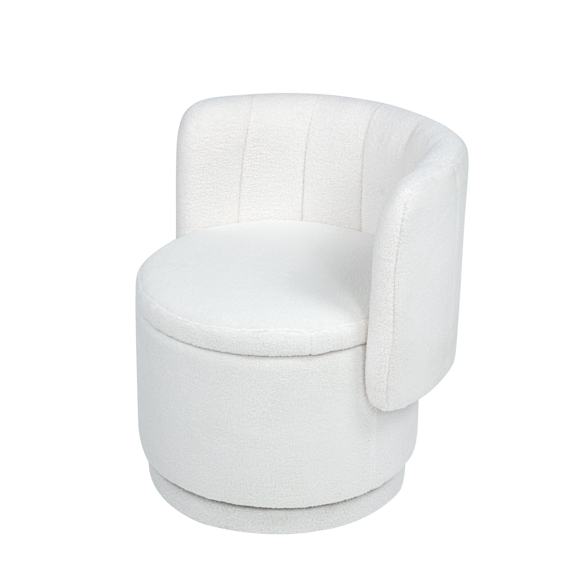 Modern 360 Degree Swivel Back Sofa Chair With Storage Space Boucle, Perfect For Bedroom And Living Room - Beige