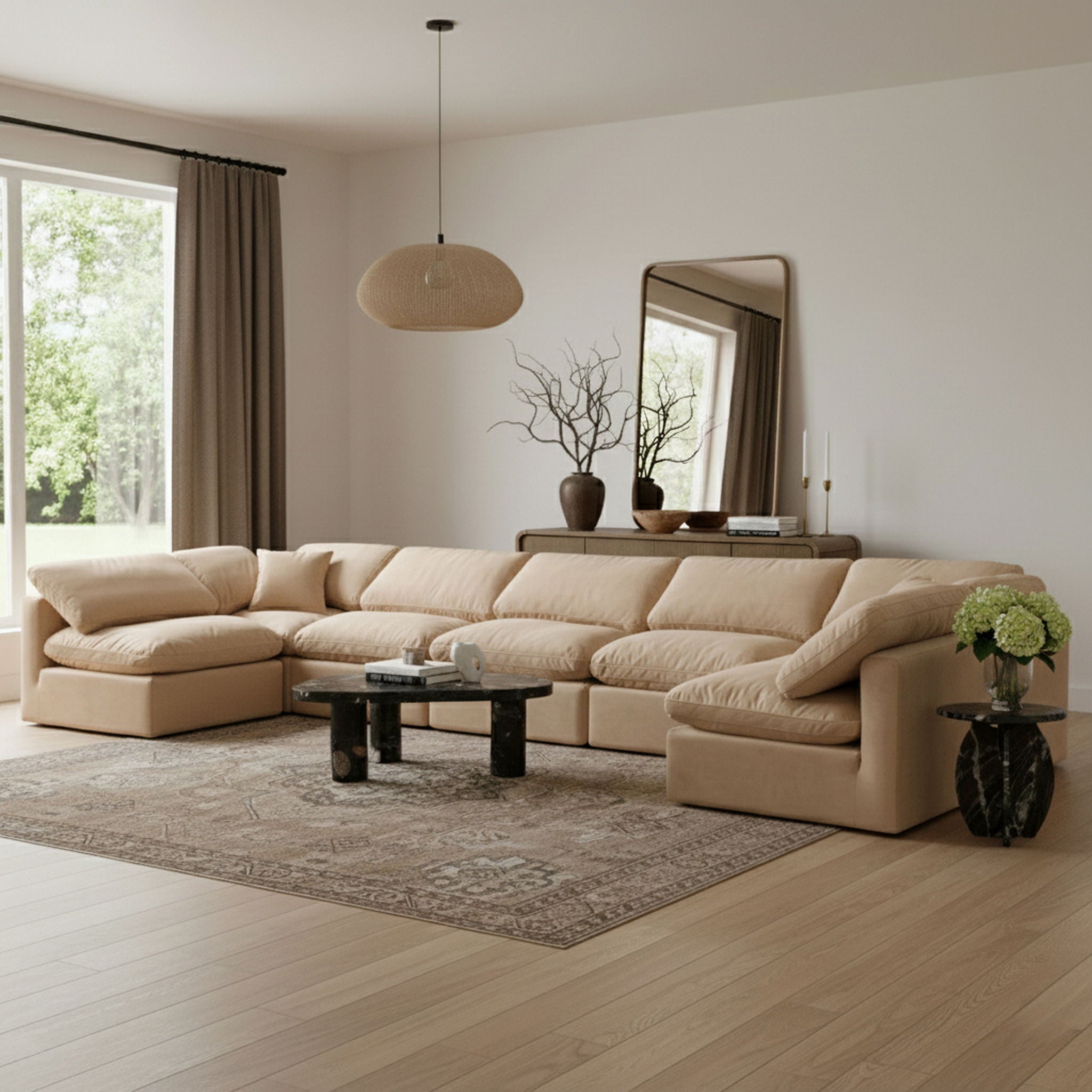 Indulge - Velvet 7 Piece Modular U-Shaped Sectional