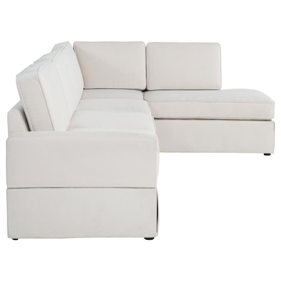Delmar - Velvet Upholstered Sectional Sofa Skirted Base - Latte