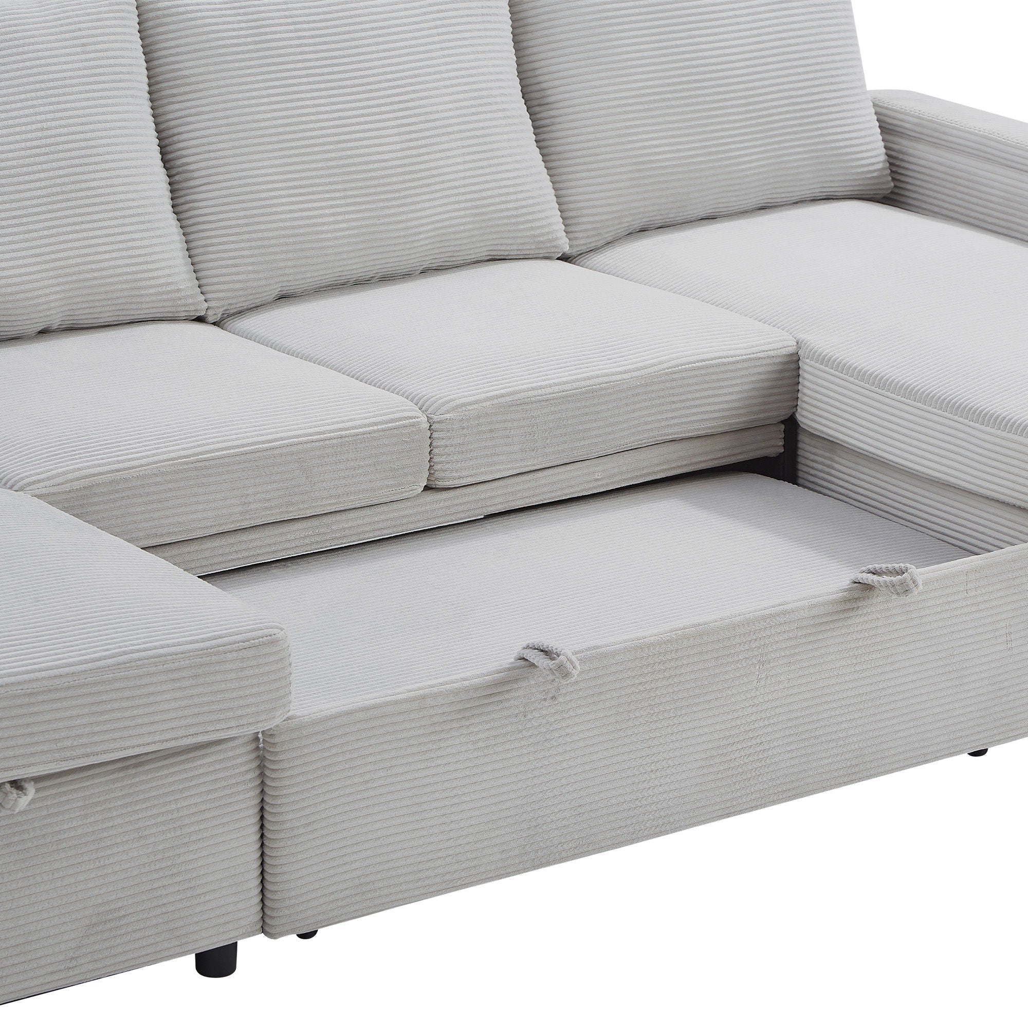 U Shaped Sectional Sofa Bed With Storage Chaise Lounges, USB Ports, And Cup Holders