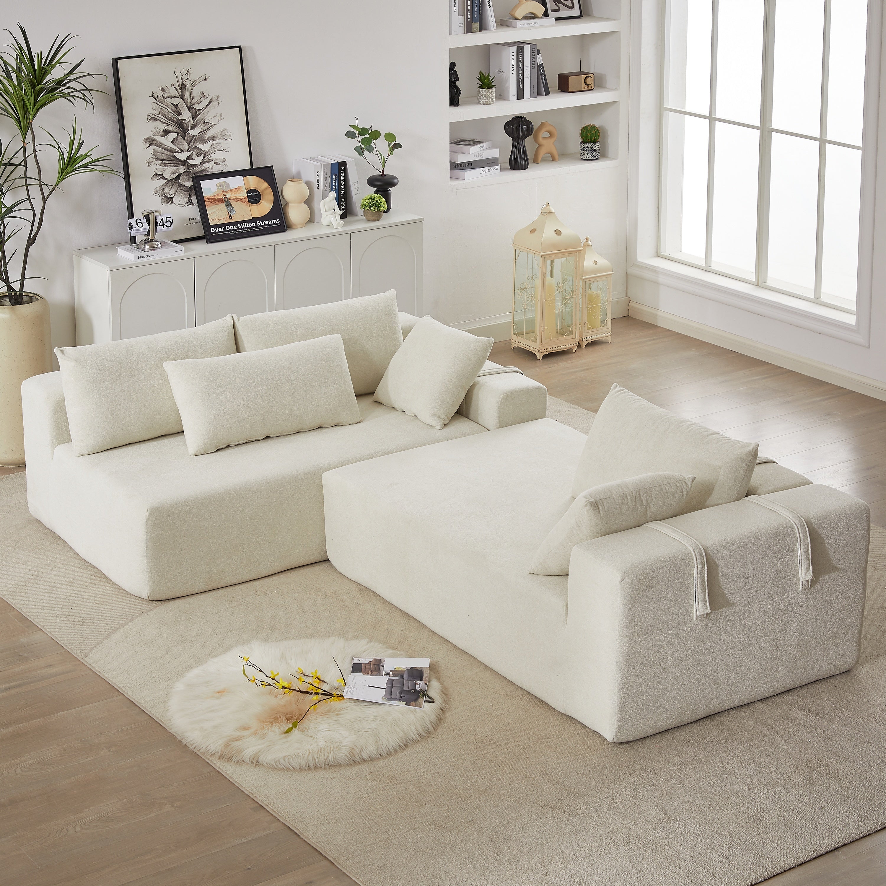 Modern Chenille Upholstered Sectional Sofa Couch Set