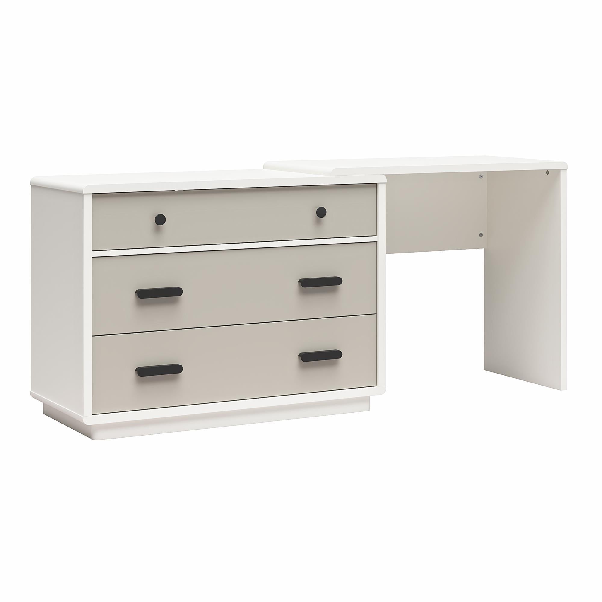 Valencia - 3 Drawer Dresser And Desk - Taupe