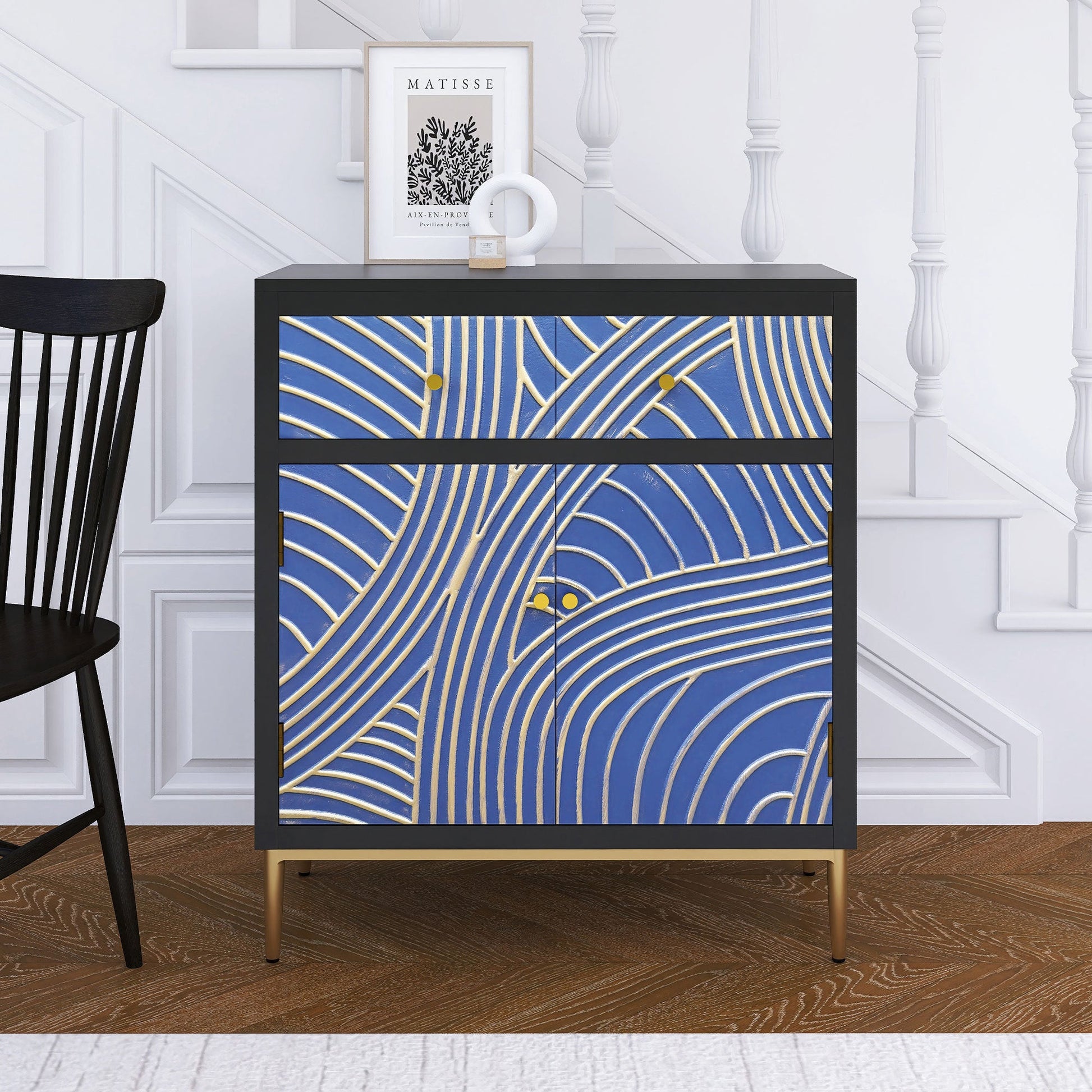 Black & Blue Modern MDF Storage Cabinet – Adjustable Shelf & Drawer - Best Buy Furniture