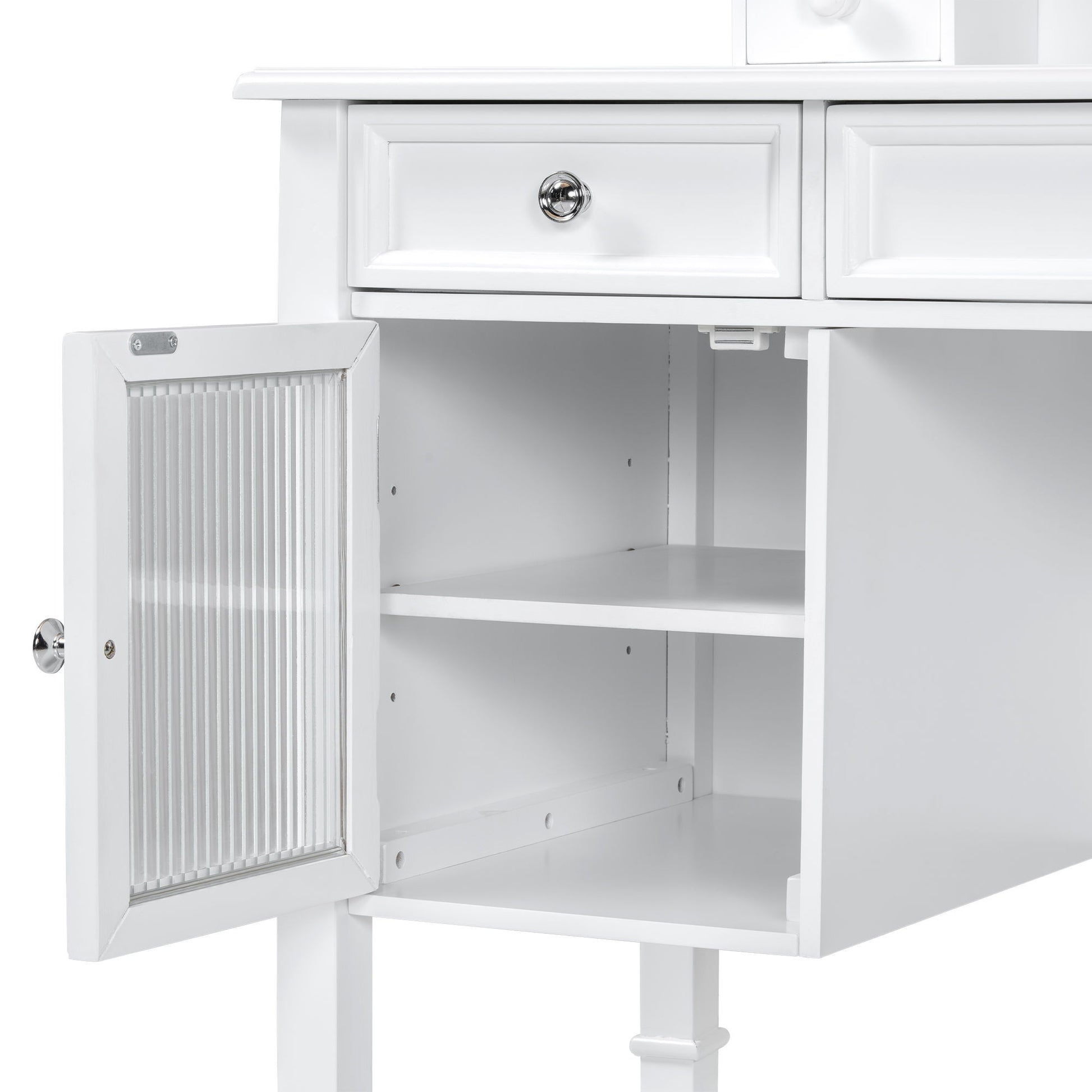 Elegant Makeup Vanity Desk With Adjustable Mirror And Storage And Construction - White - Best Buy Furniture