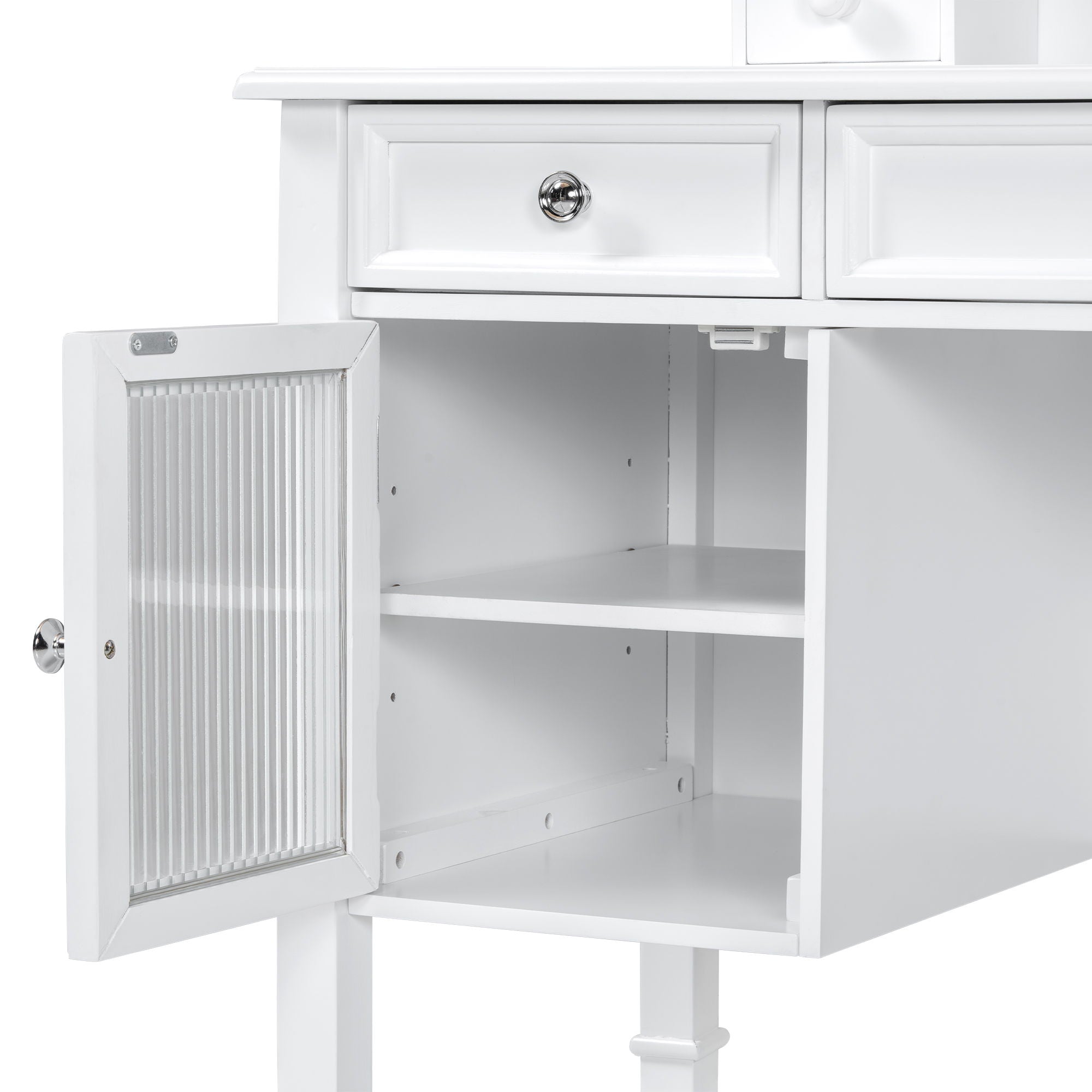 Elegant Makeup Vanity Desk With Adjustable Mirror And Storage And Construction - White - Best Buy Furniture