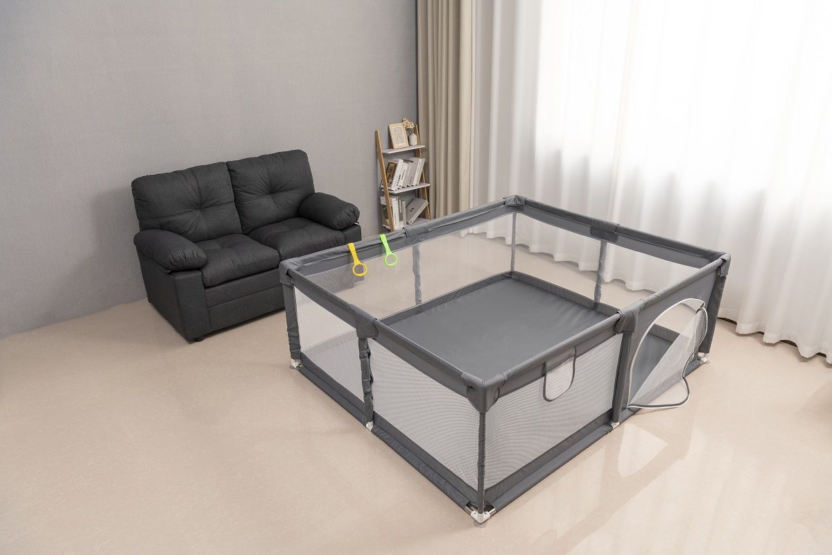 Fabric Baby Playpen, Baby Fence Play Area With Anti Slip Base - Gray - Best Buy Furniture