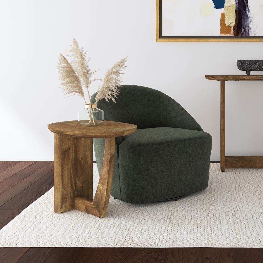 Fletcher - Round Solid Mango Wood Accent Side Table - Brown