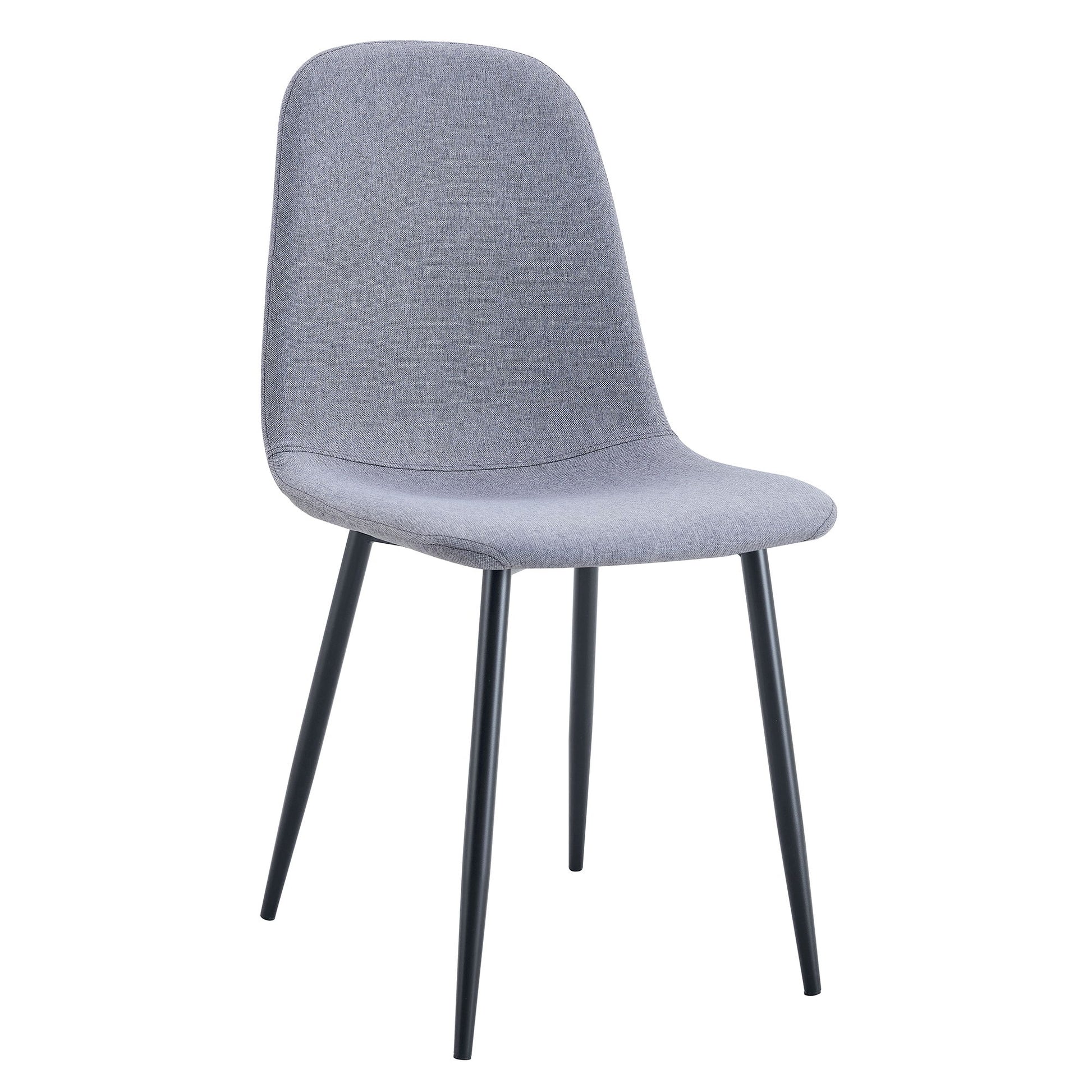 Luxury Simple Chair Linen Cotton High Resilience Dining Chair With Black Metal Legs (Set of 4) - Light Gray - Best Buy Furniture