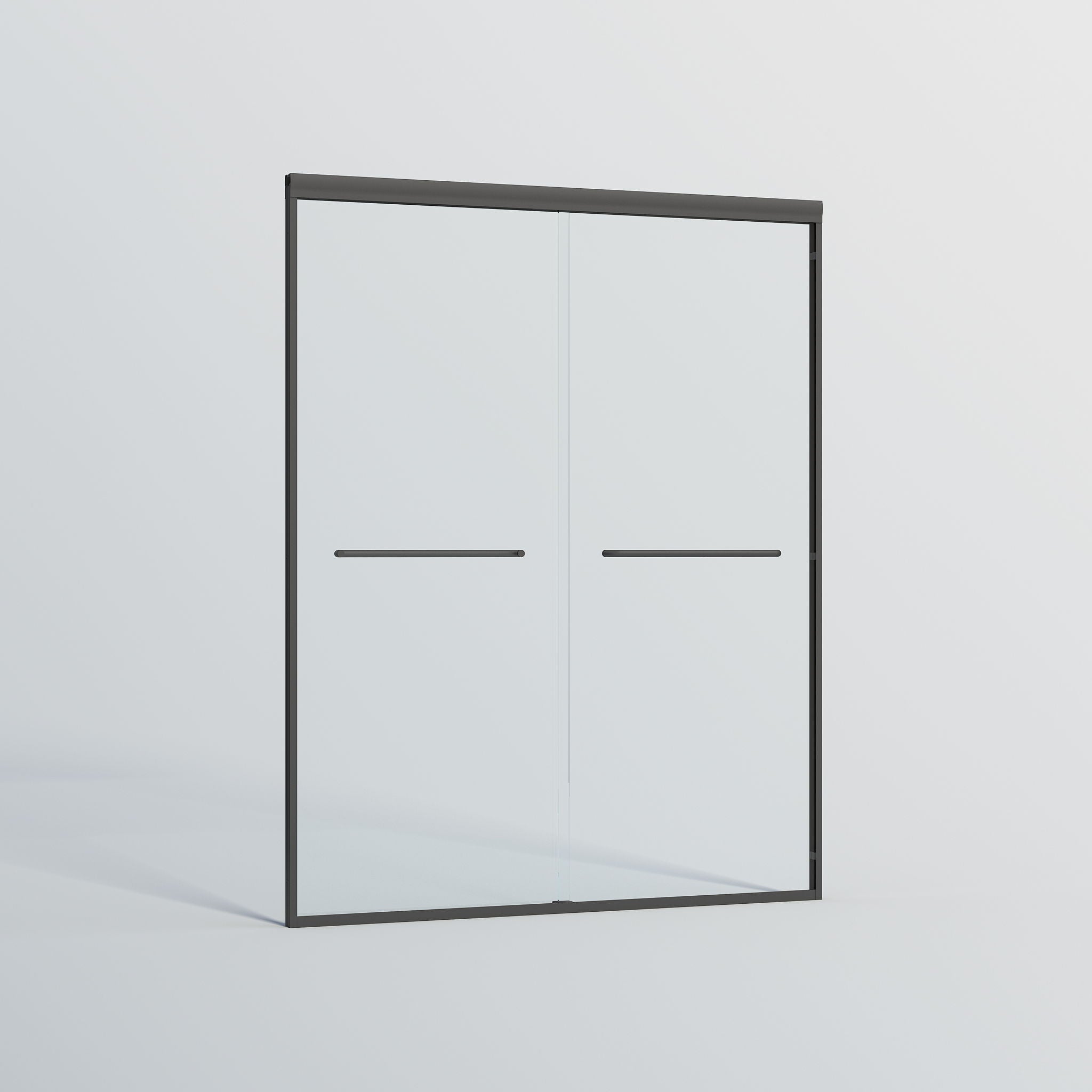Double Sliding Shower Door, Semi-Frameless Bypass Bathroom Sliding Door With 1/4" (6 Mm) Tempered Glass For Walk-In Shower