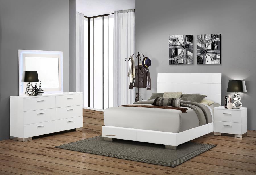 Felicity - Wood LED Dresser Mirror - White High Gloss - Best Buy Furniture