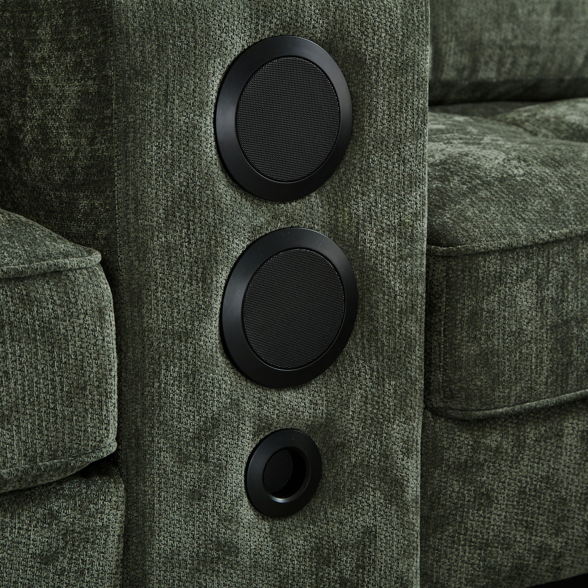 Modern Sectional Sofa U-Shaped With Movable Ottomans, Bluetooth Speakers, LED Lights And Modular Storage