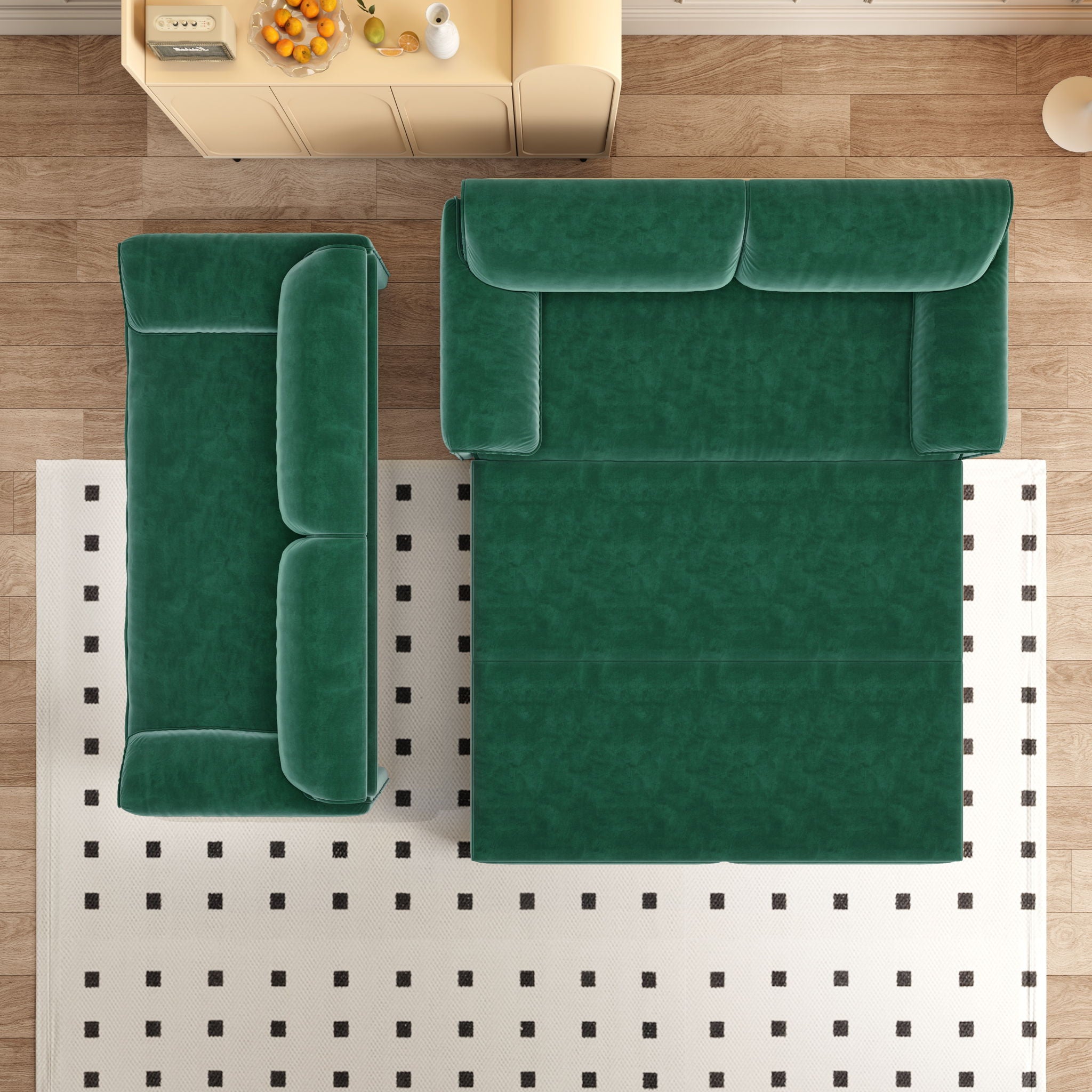 Queen Pull Out Sofa Bed, 3 In 1 Convertible Sleeper Sofa With Side Storage For Living Room - Green
