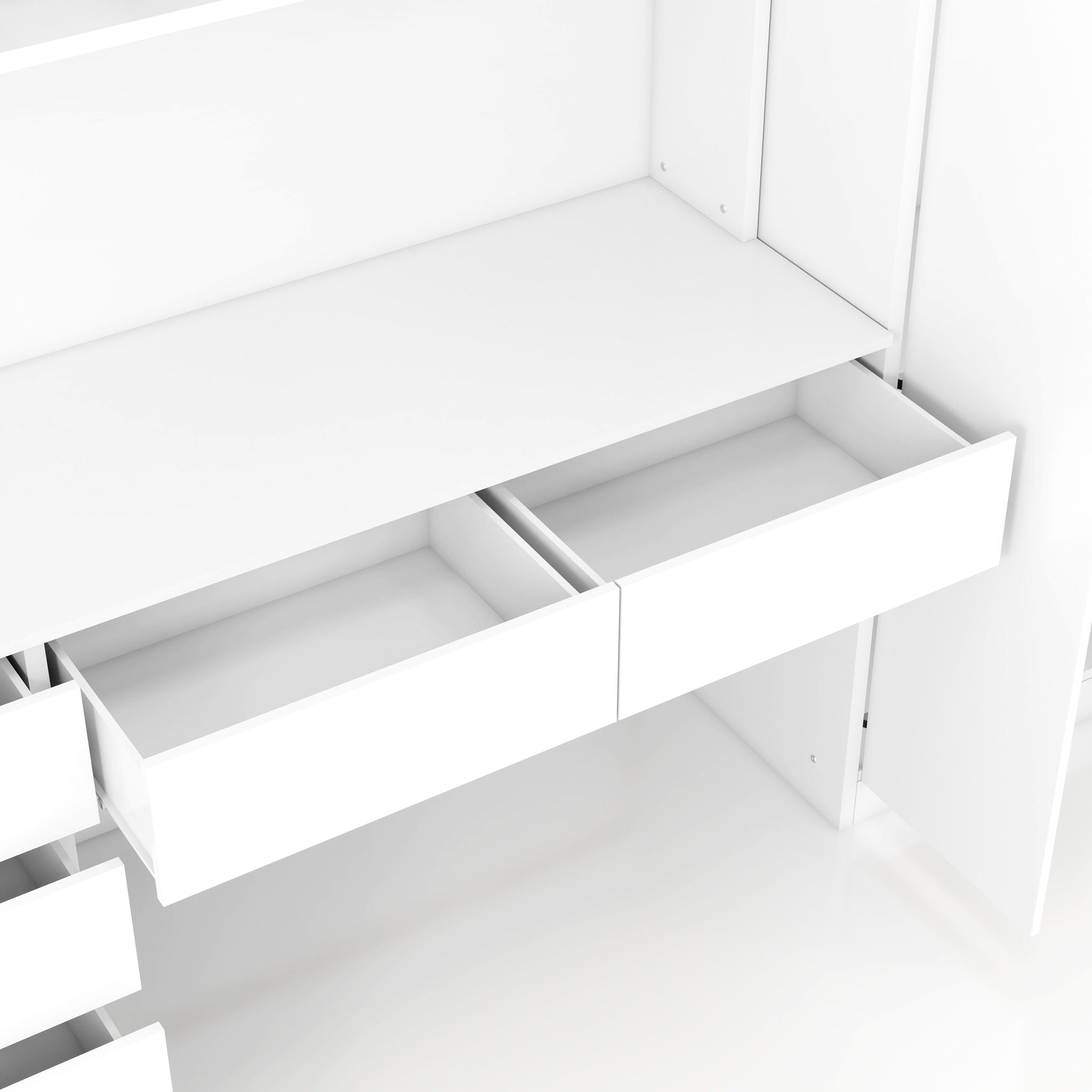 2 Door Storage Desk Wardrobe For Bedroom With Shelves And Drawers