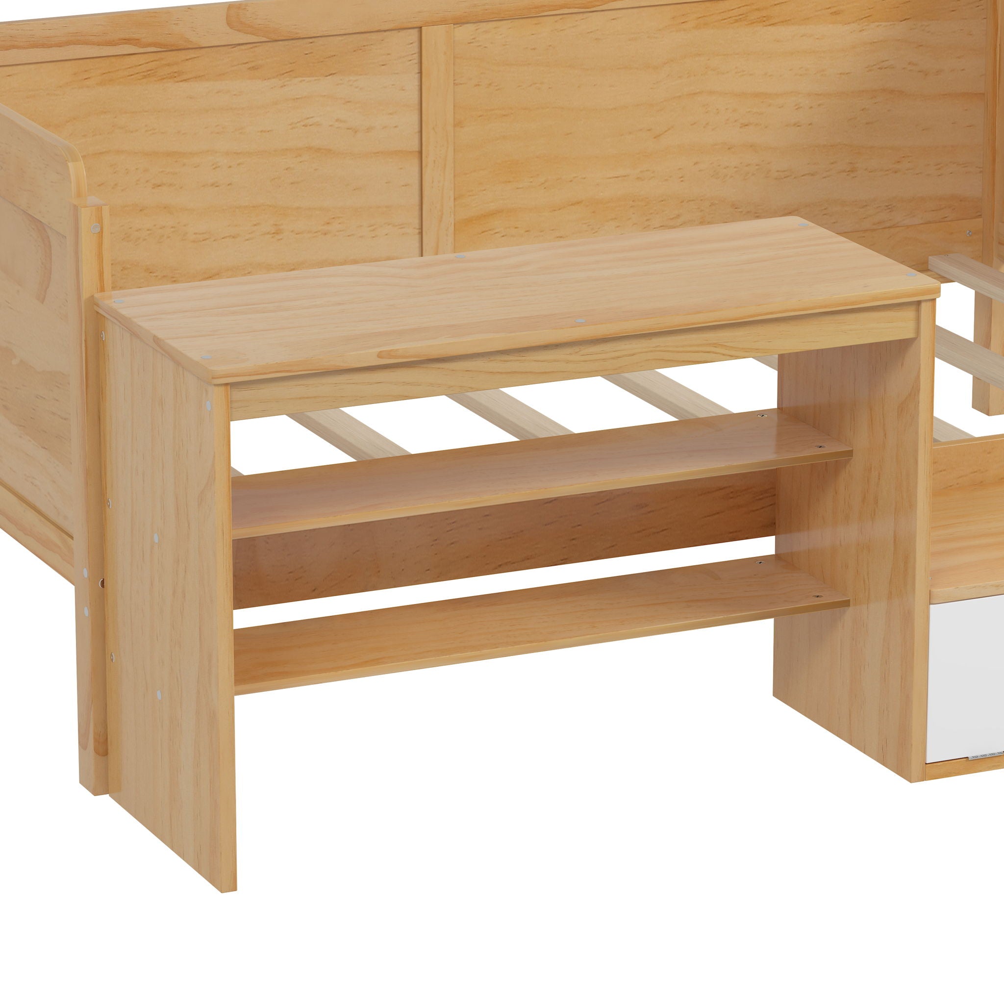 Daybed With Storage Shelves And Lockers, Multi Functional Bed With Study Desk And Matching Stool
