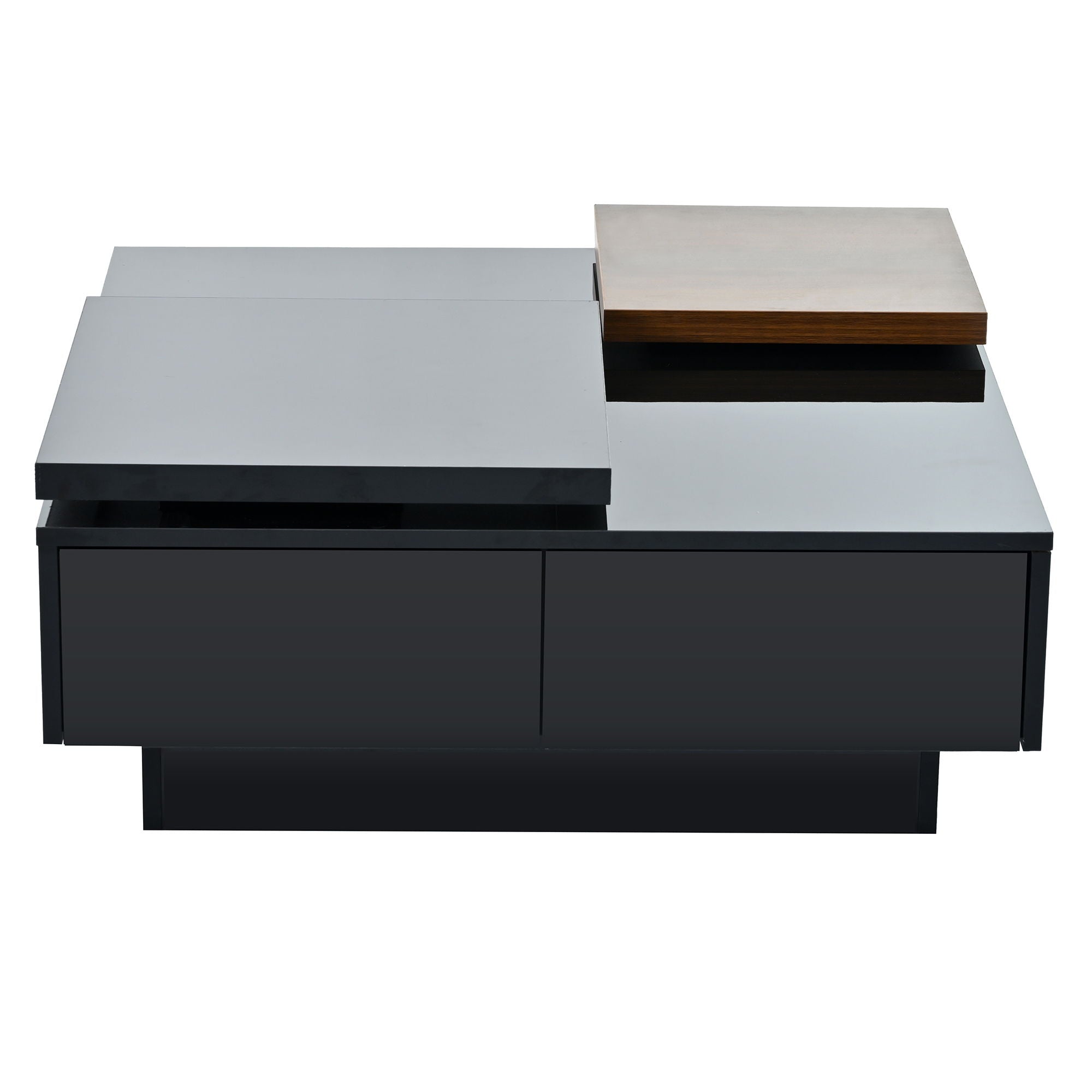 Movable Square Top Coffee Table With 4 Hidden Storage Drawers