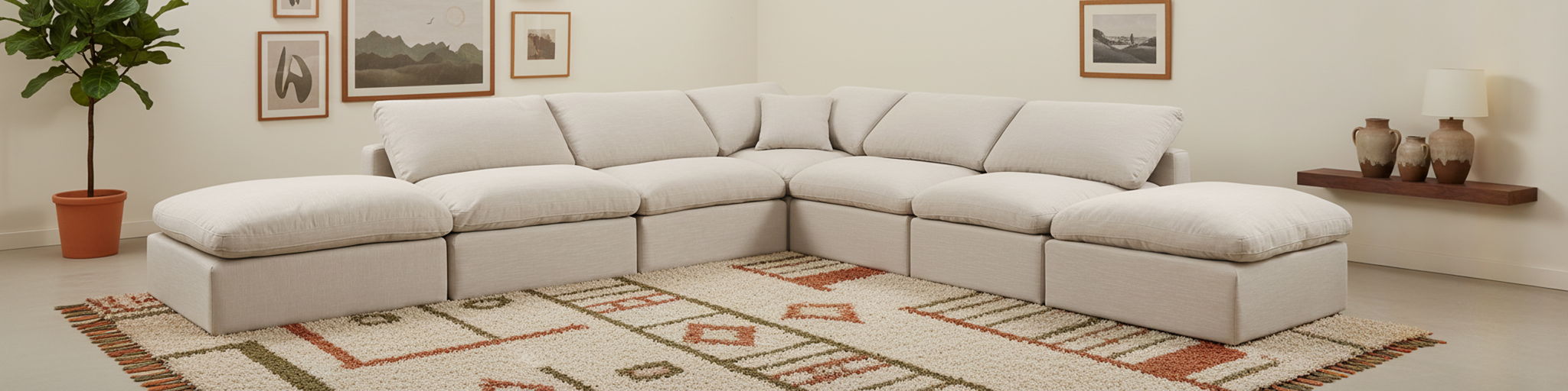 Indulge - Linen 6 Piece Modular Armless Sectional