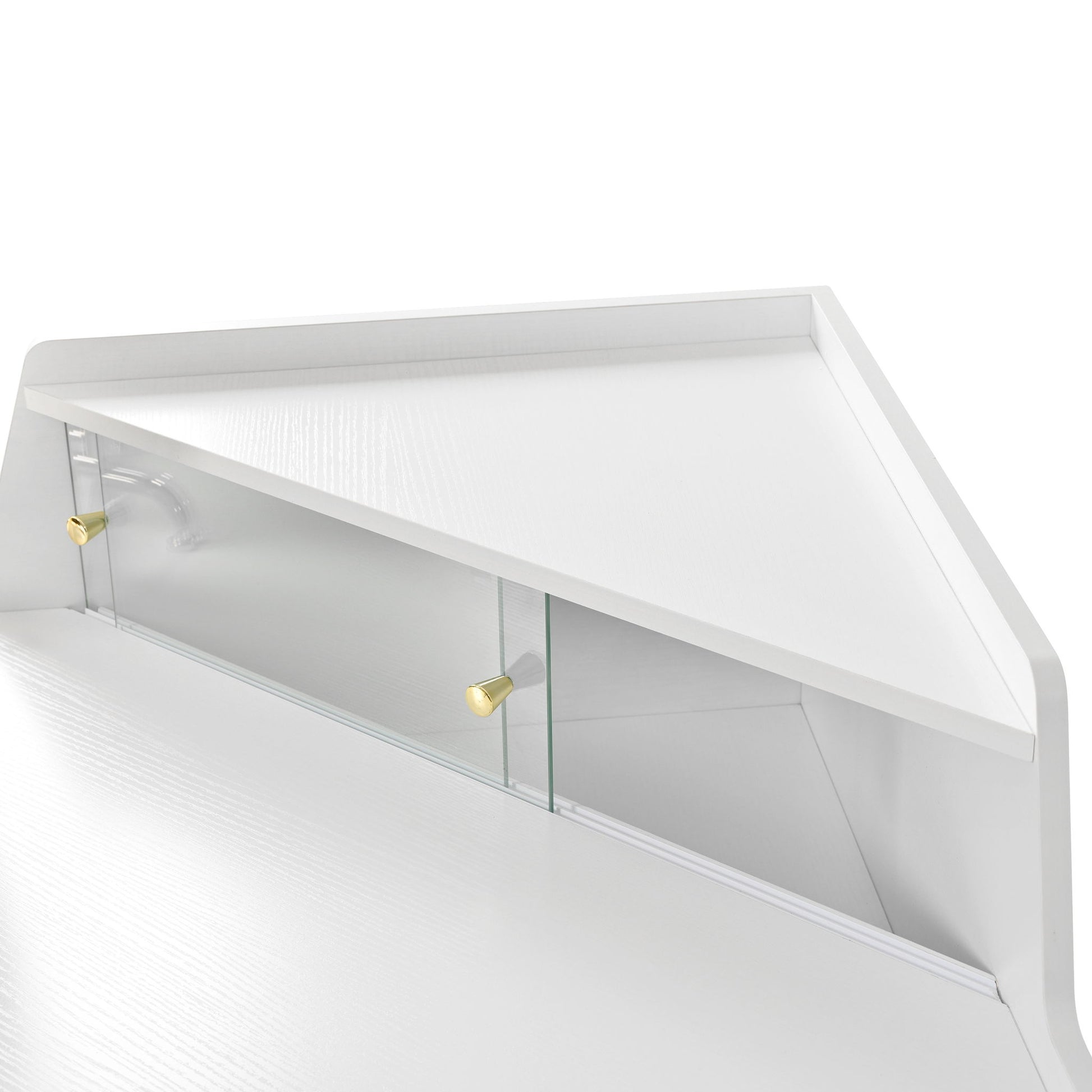 Modern Corner Makeup Vanity Desk With Large Storage, LED Mirror & Stool, Adjustable Brightness, Space Saving - White - Best Buy Furniture