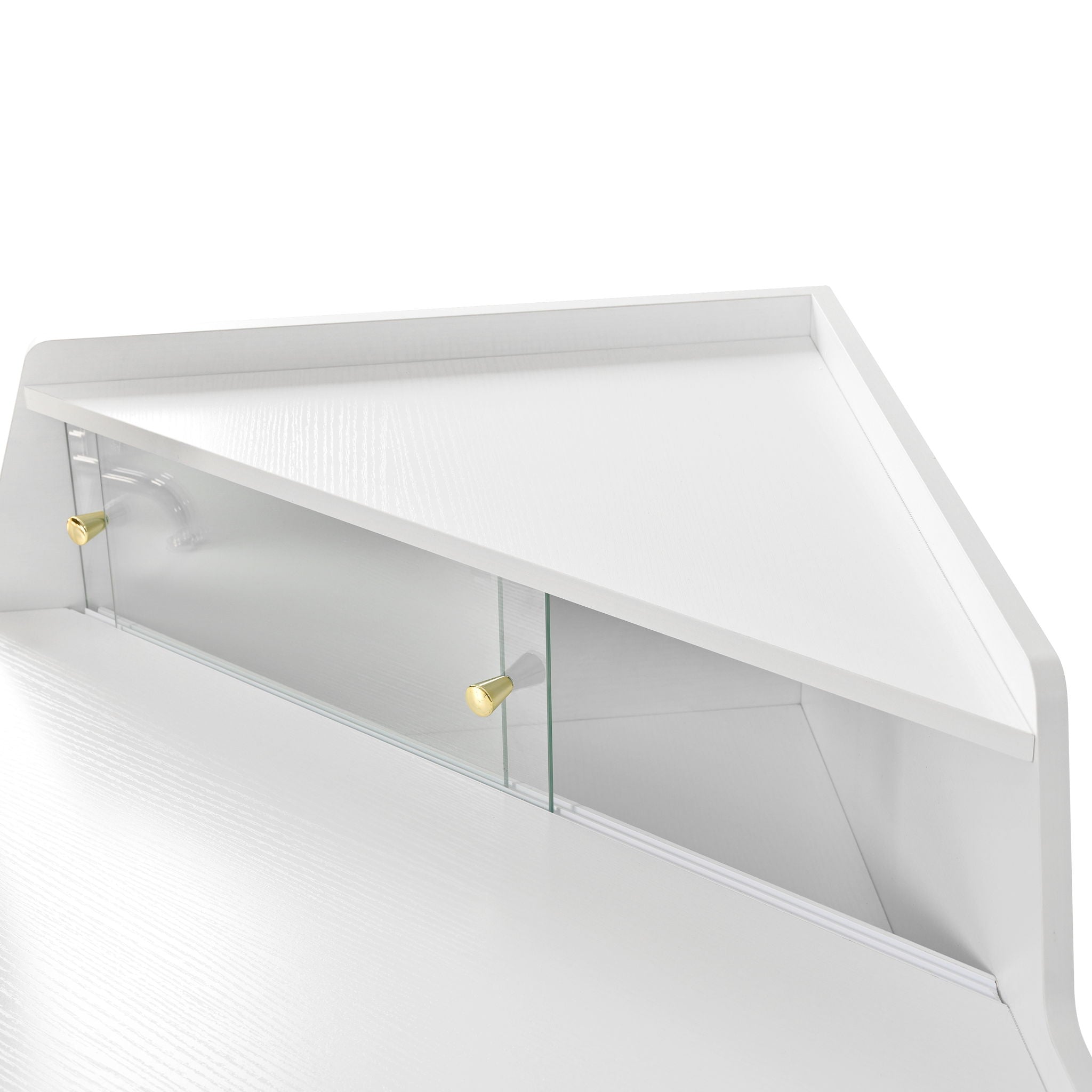 Modern Corner Makeup Vanity Desk With Large Storage, LED Mirror & Stool, Adjustable Brightness, Space Saving - White - Best Buy Furniture