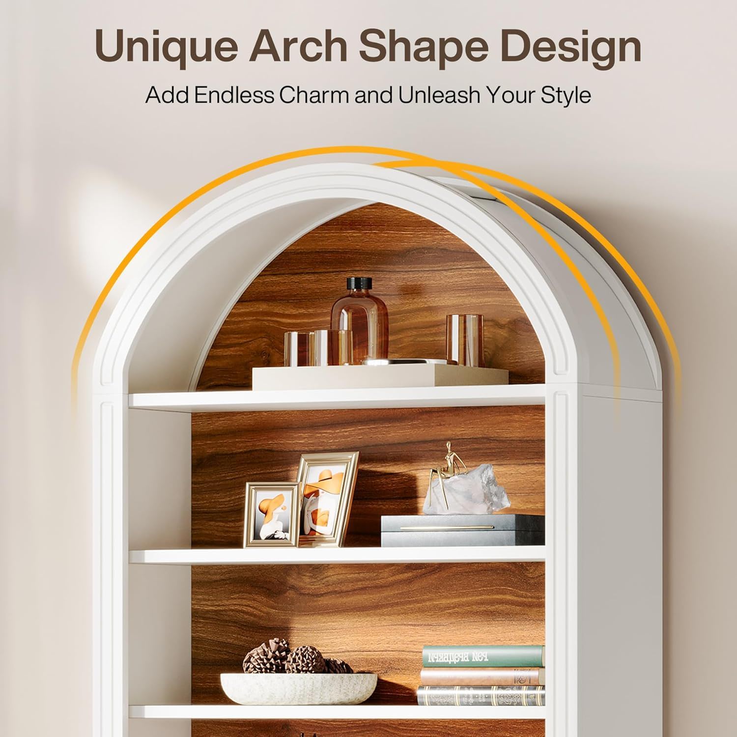 8 Tier Arched Open Display Shelving Unit For Living Room