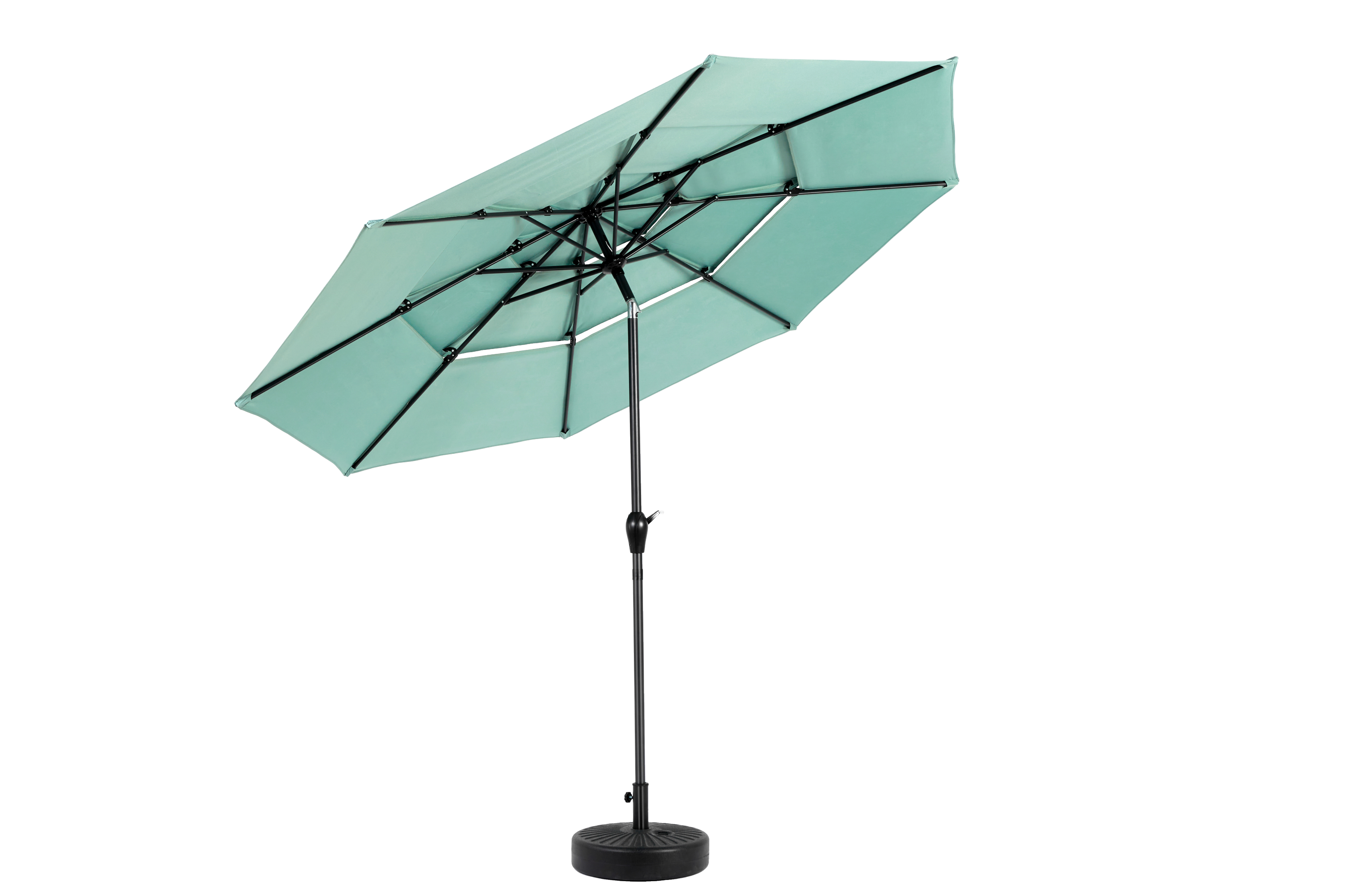 Aluminium 10ft 3 Tier Auto-Tilt Outdoor Patio Umbrella - Light Green