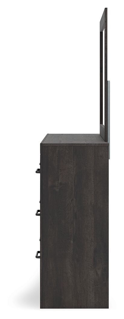 Hollivern - Dresser And Mirror - Dark Gray - Best Buy Furniture