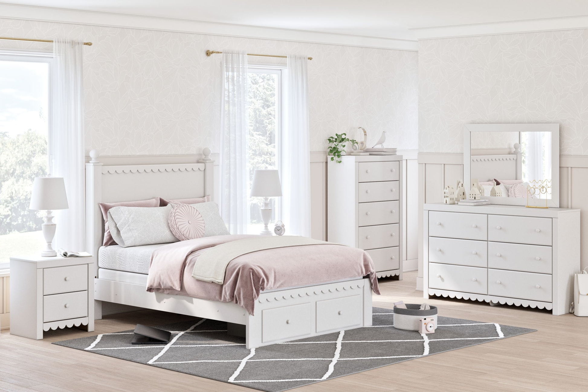 Mollviney - Five Drawer Chest - White - Best Buy Furniture