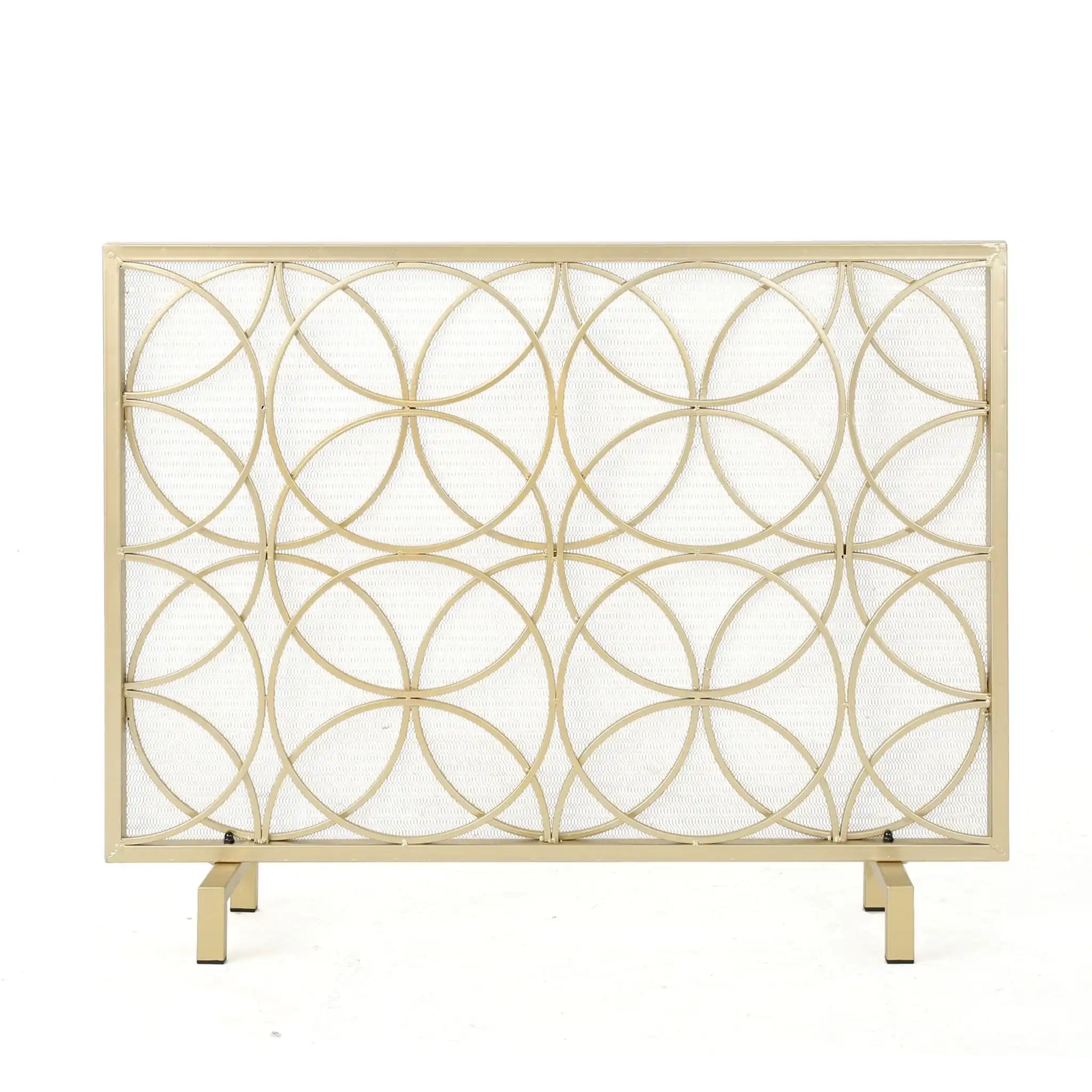 Thayer - Single Panel Iron Fireplace Screen With Geometric Design
