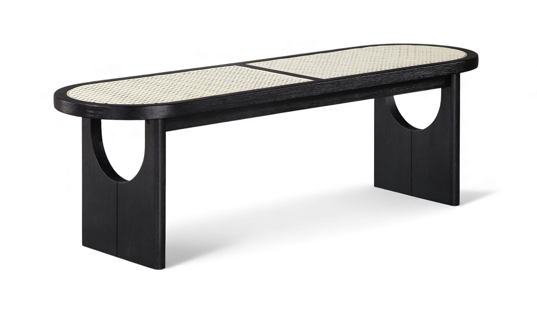 Canovia - Solid Wood And Faux Cane Bench