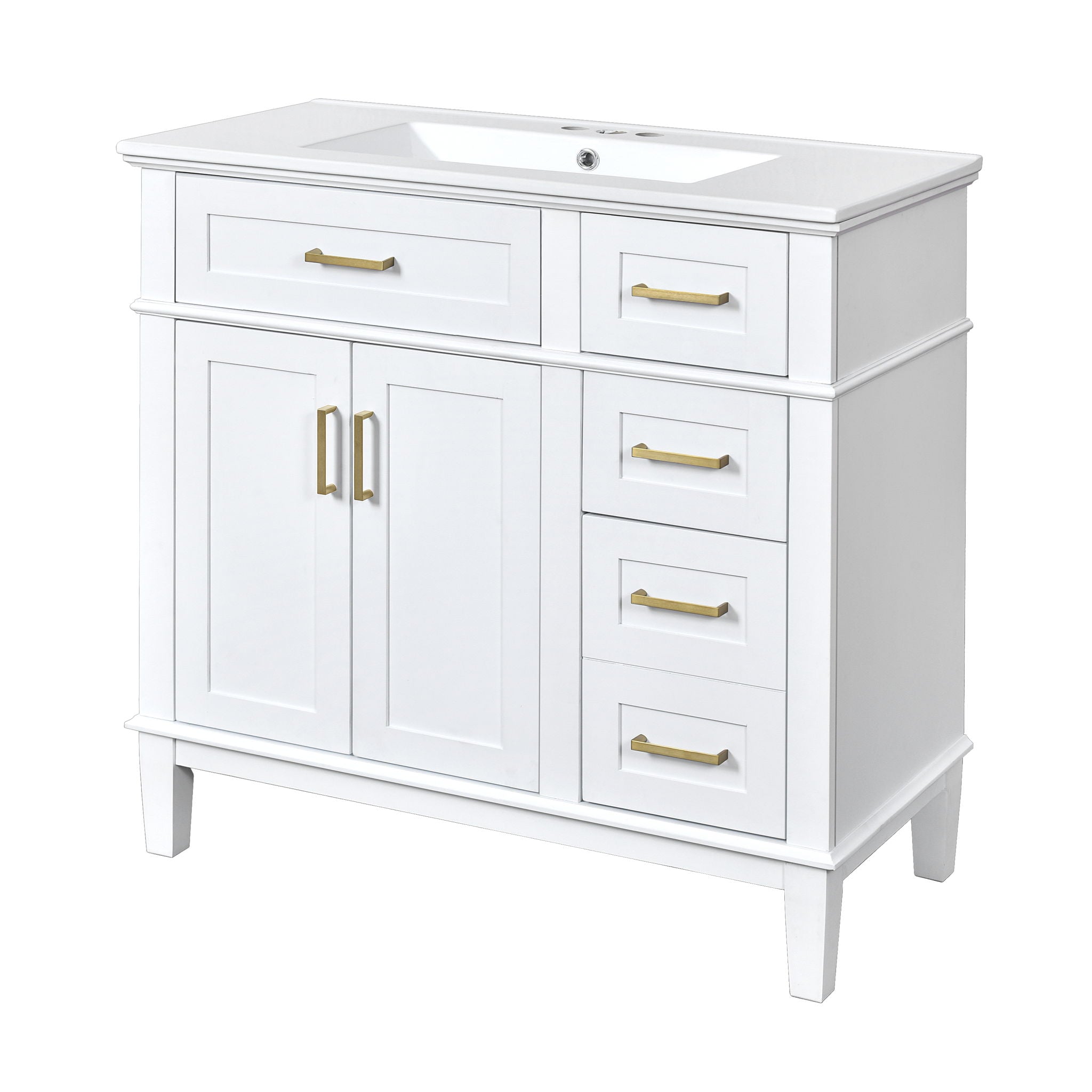Modern Bathroom Vanity With Ceramic Sink, Soft Close Storage Cabinet