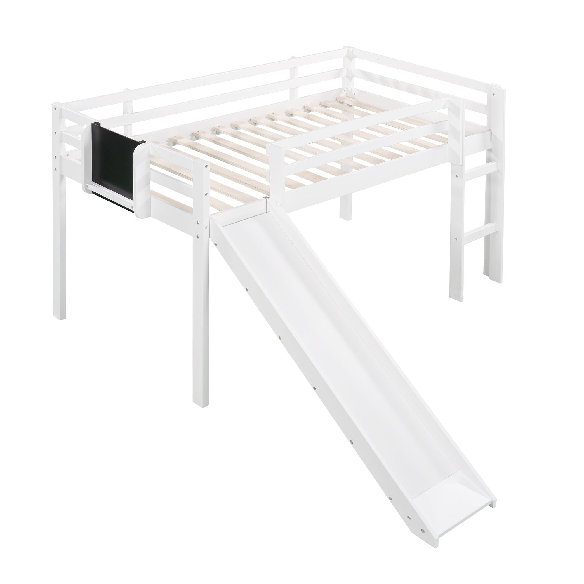Loft Bed With Slide, Stair And Chalkboard