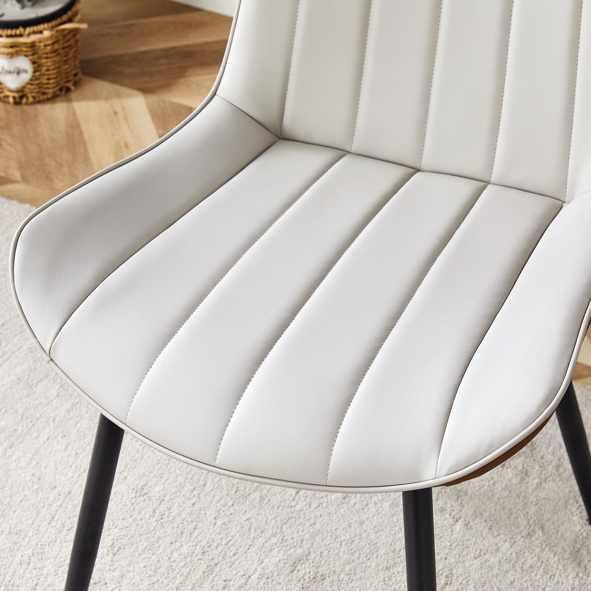 Modern Minimalist Dining Chair Set, Extended Seat Cushion