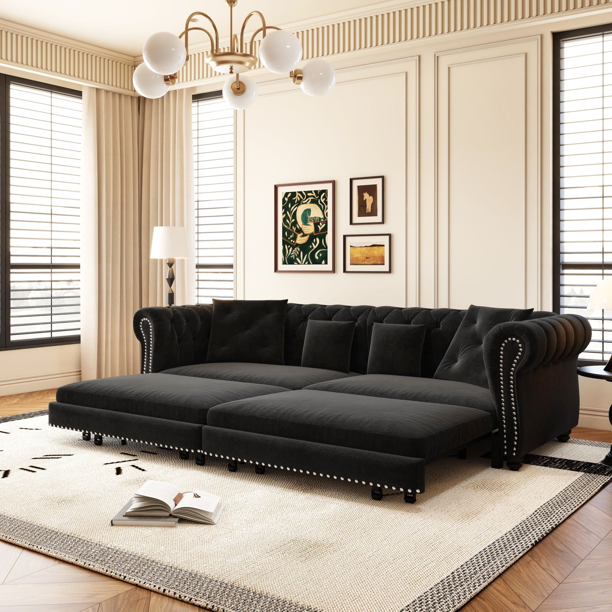 3 In 1 Pull Out Convertible Sleeper Sofa Bed