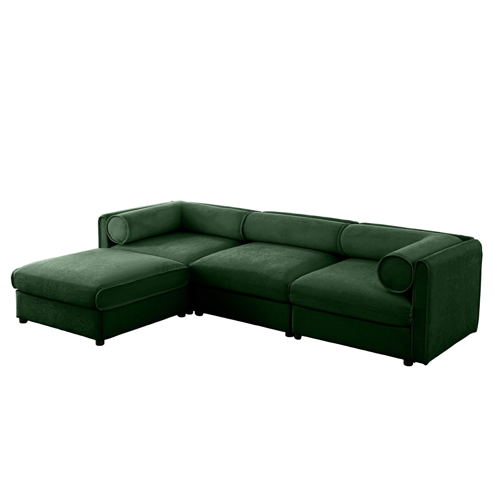 Contemporary Elegant White Chenille Sofa With Storage And Ottoman