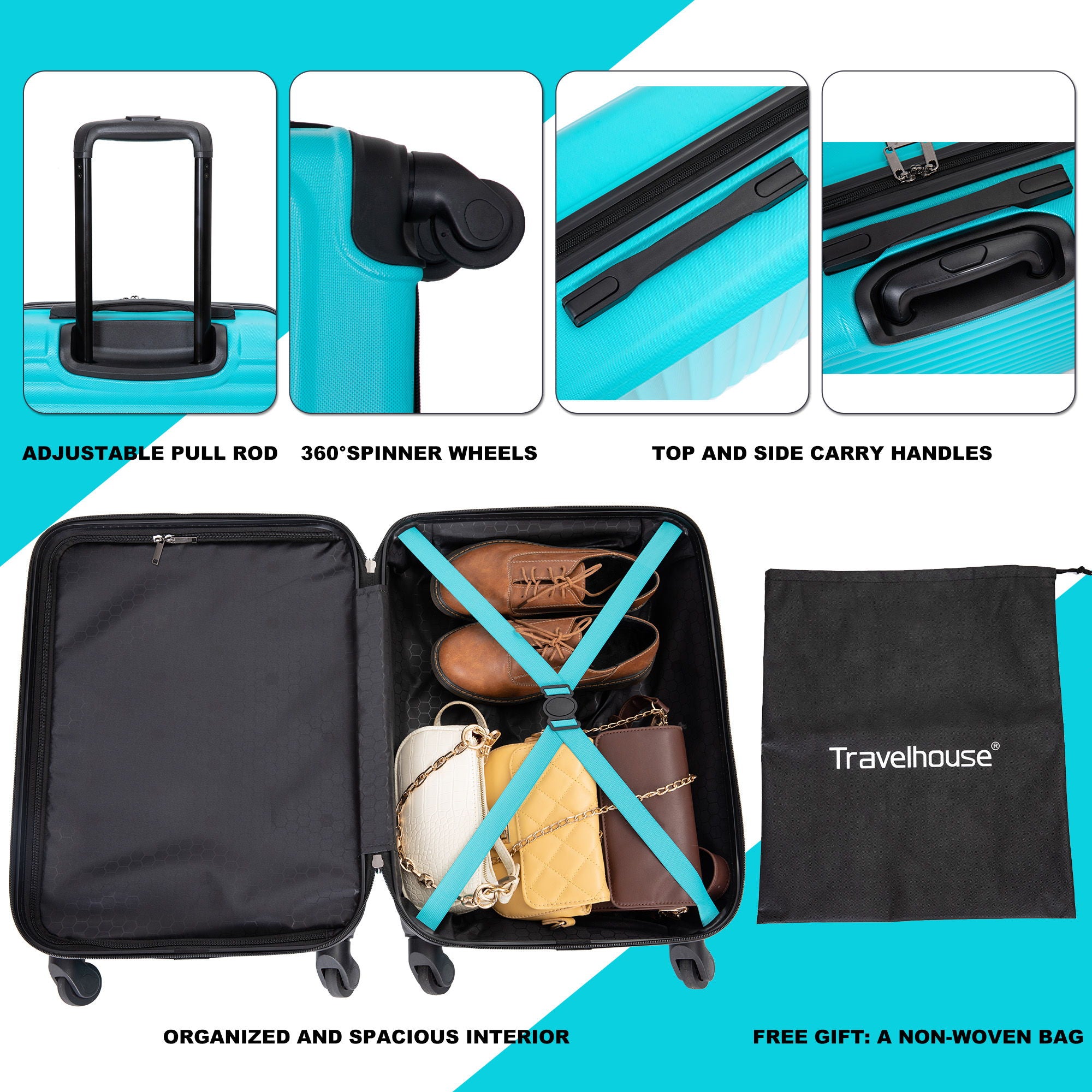 20" Carry On Luggage Lightweight Suitcase, Spinner Wheels