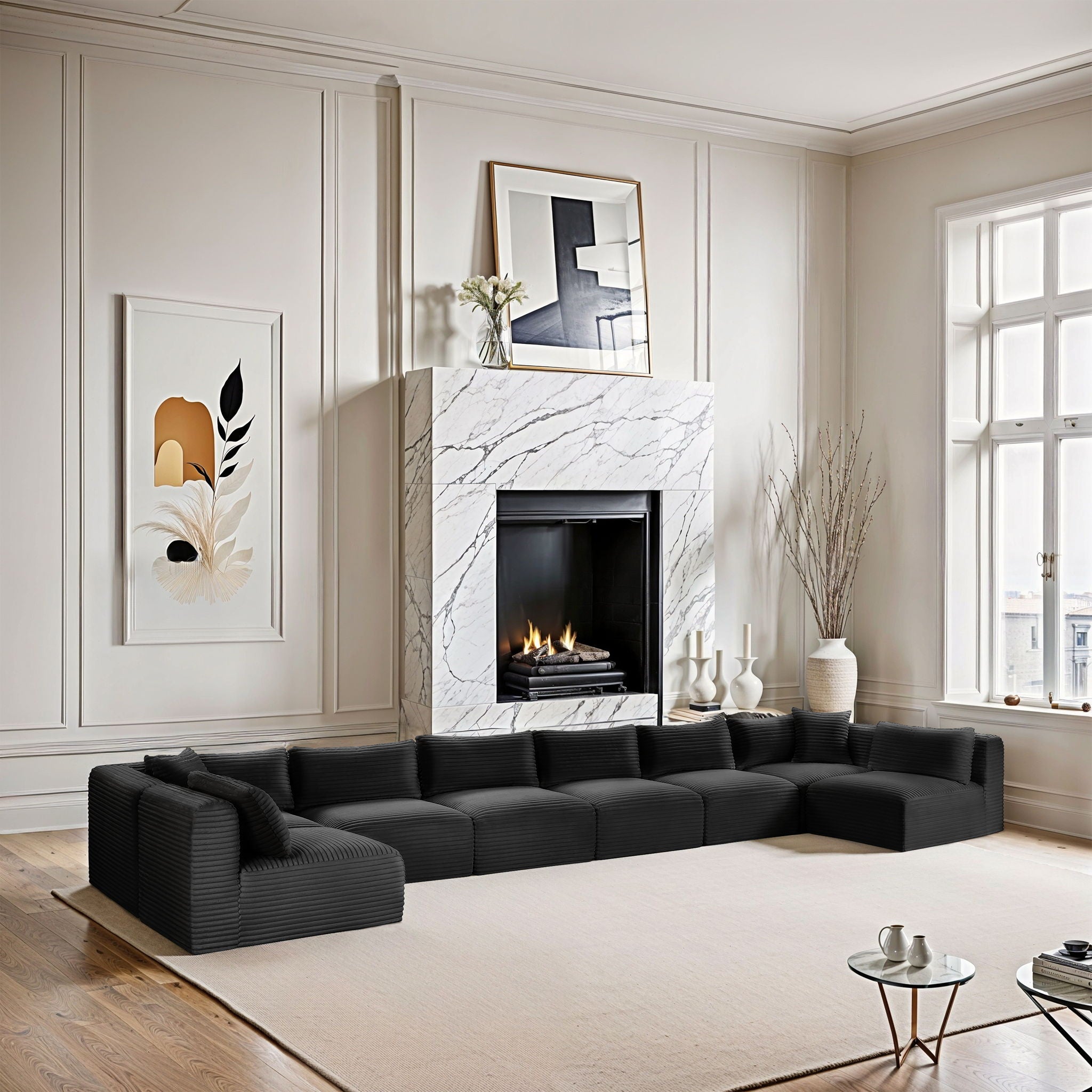 Shaggy - 8 Piece Modular U-Shaped Armless Sectional