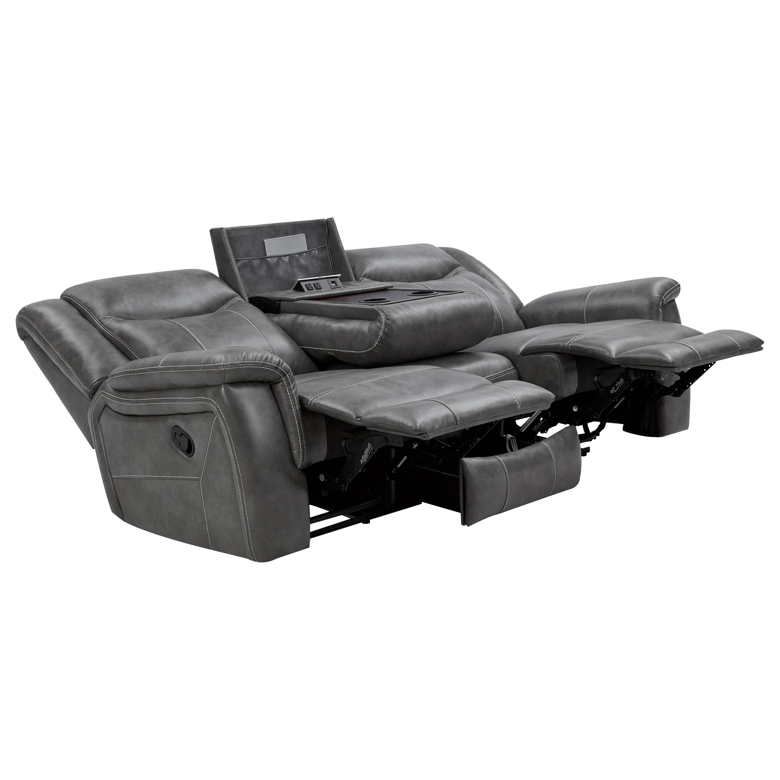 Conrad Upholstered Padded Arm Motion Sofa Grey-CoasterEveryday