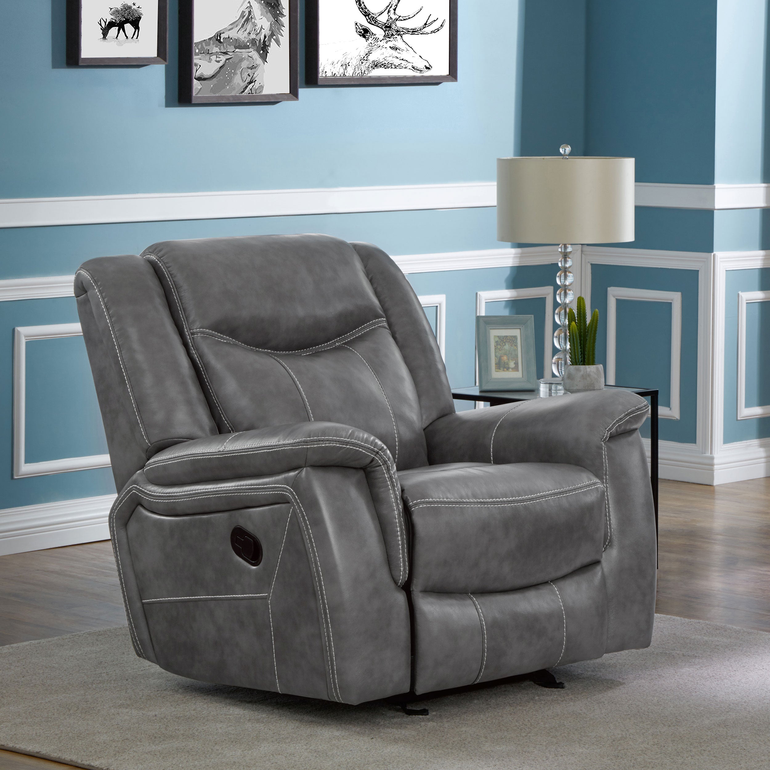 Conrad Upholstered Padded Arm Glider Recliner Grey-CoasterEveryday