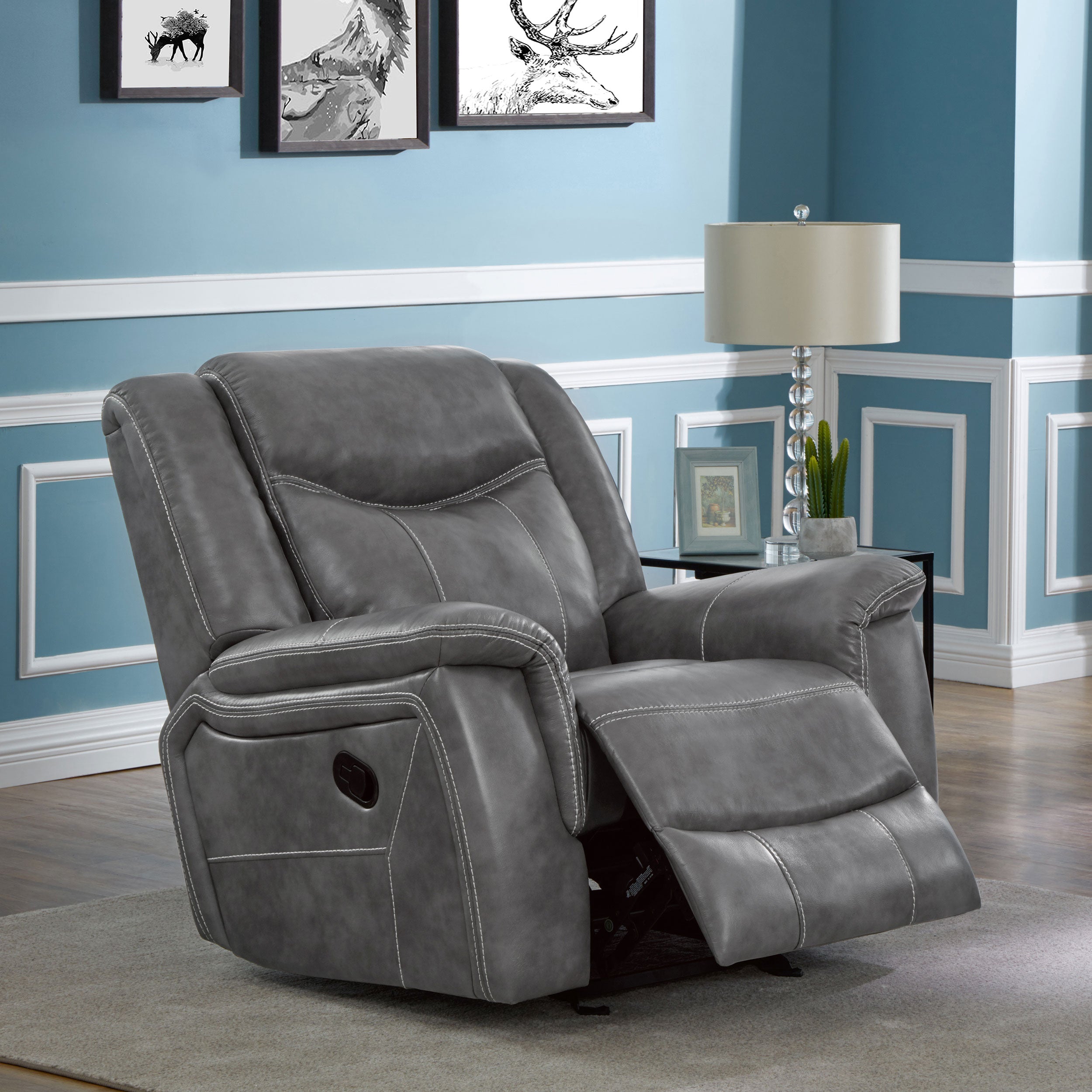 Conrad Upholstered Padded Arm Glider Recliner Grey-CoasterEveryday