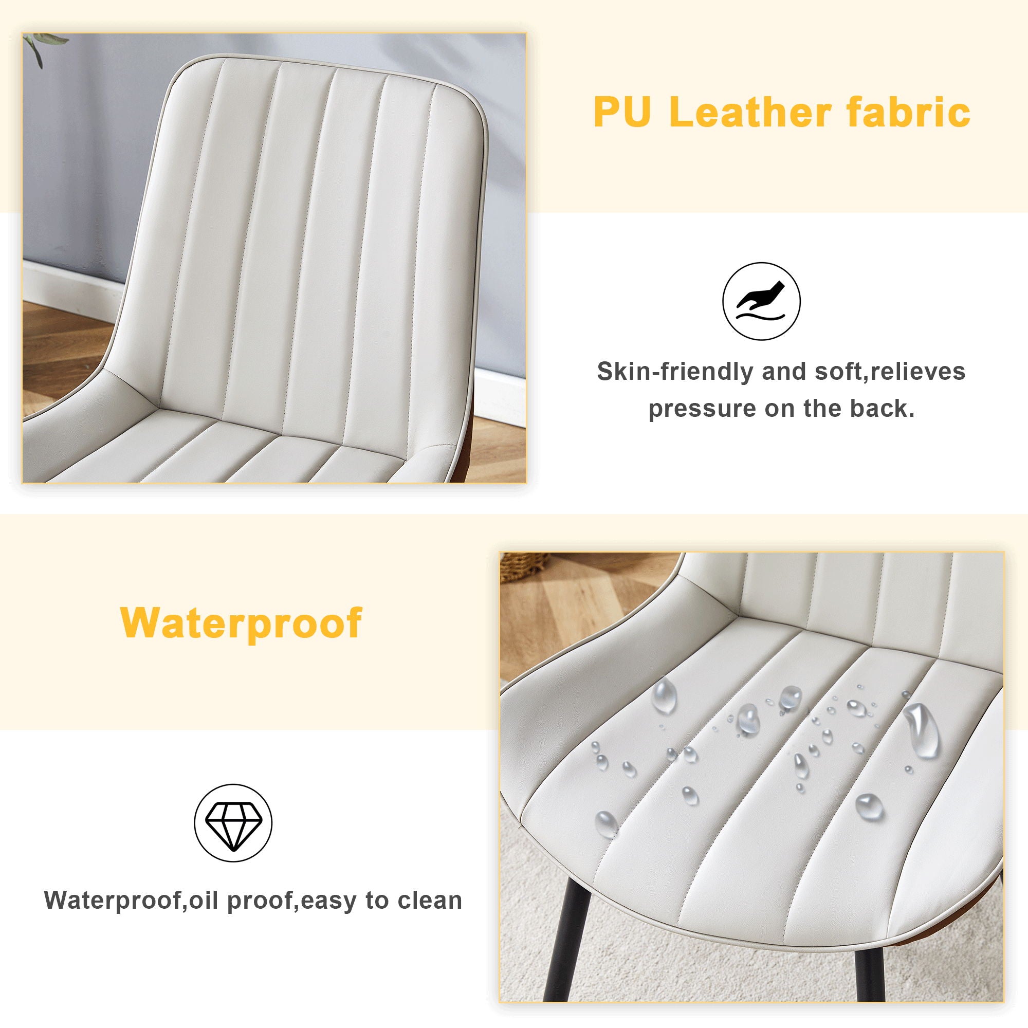 Modern Minimalist Dining Chair Set, Extended Seat Cushion